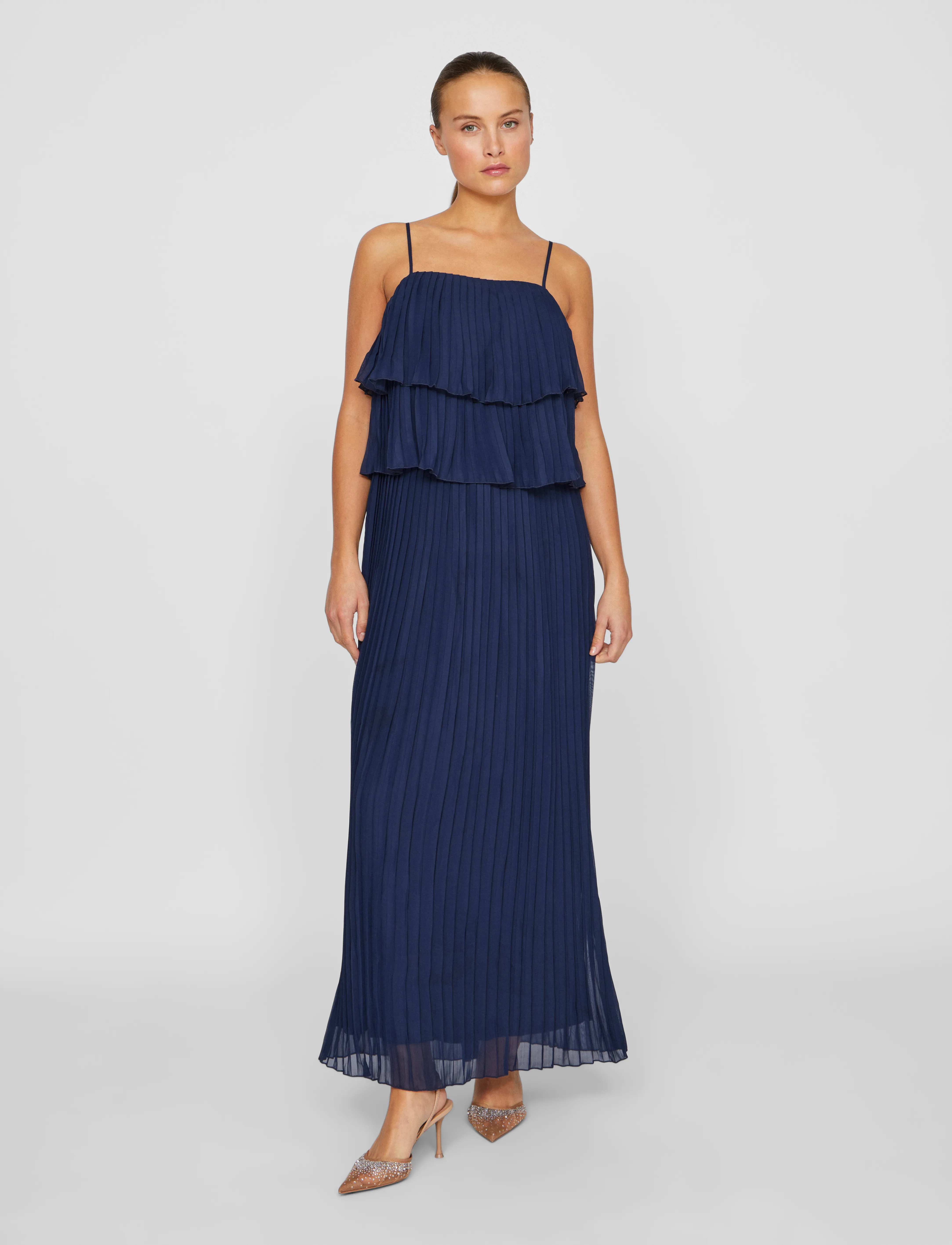 Vila VICHIFFAN SINGLET PLEAT DRESS - NOOS/DC - Aftenkjoler & Gallakjoler - NAVY BLAZER / navy