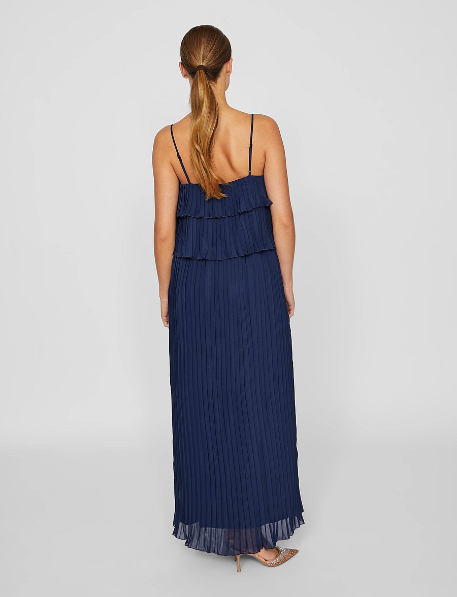Vila - VICHIFFAN SINGLET PLEAT DRESS - NOOS/DC - abendkleider - navy blazer - 3