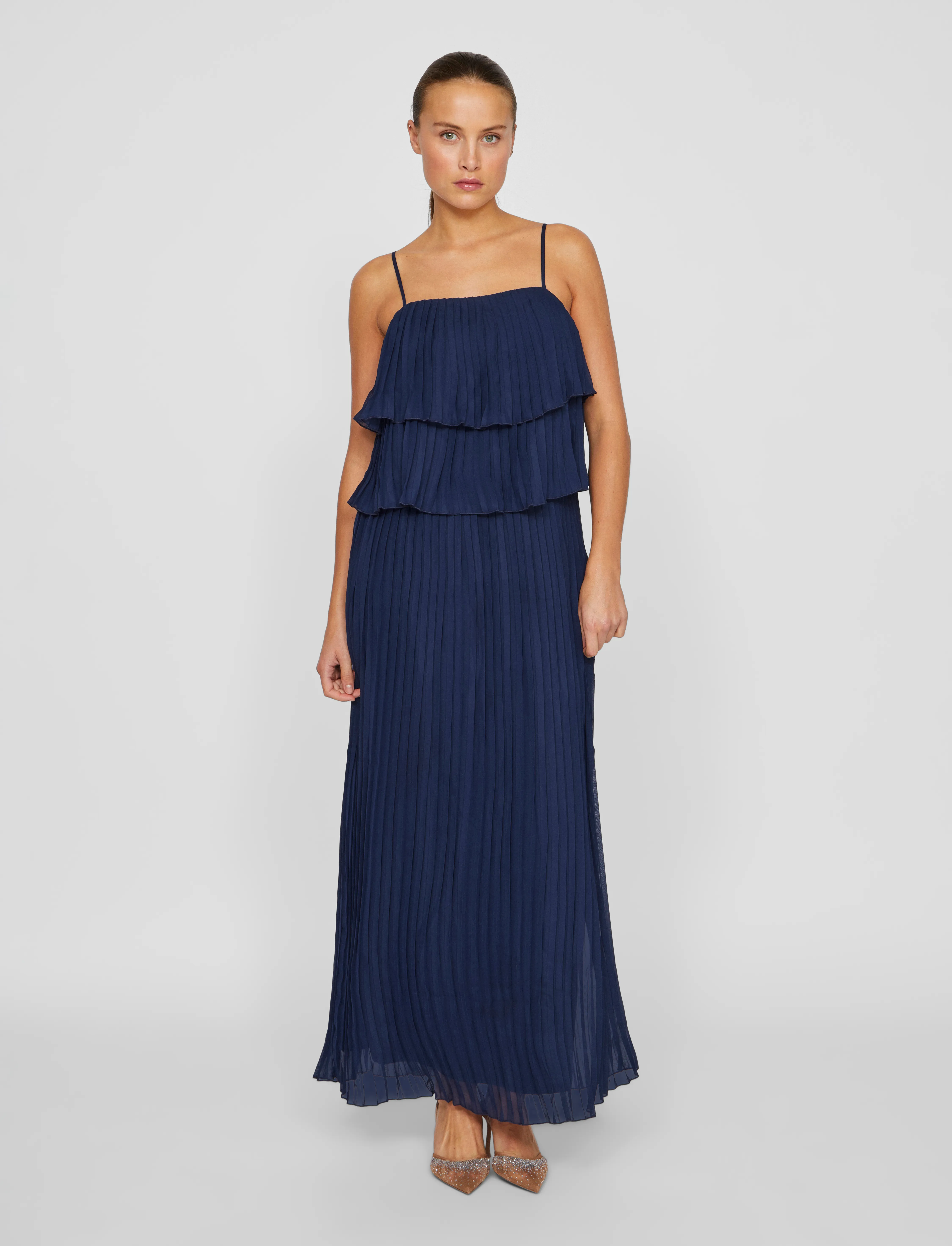Vila - VICHIFFAN SINGLET PLEAT DRESS - NOOS/DC - konfirmationstøj - navy blazer - 4