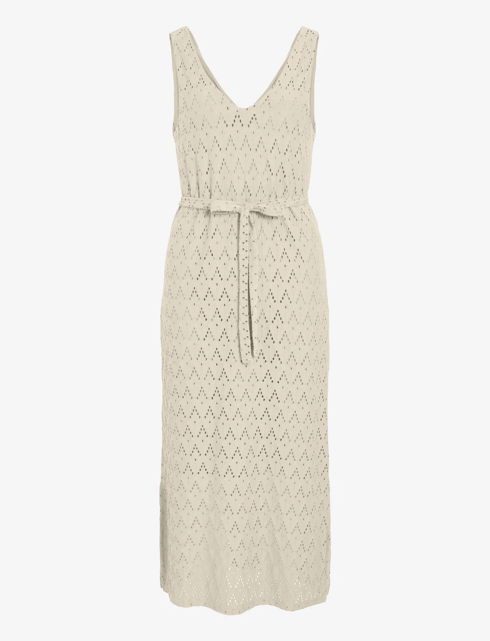 Vila - VIAMALINA V-NECK S/L MIDI DRESS/PB - midikleider - birch - 0