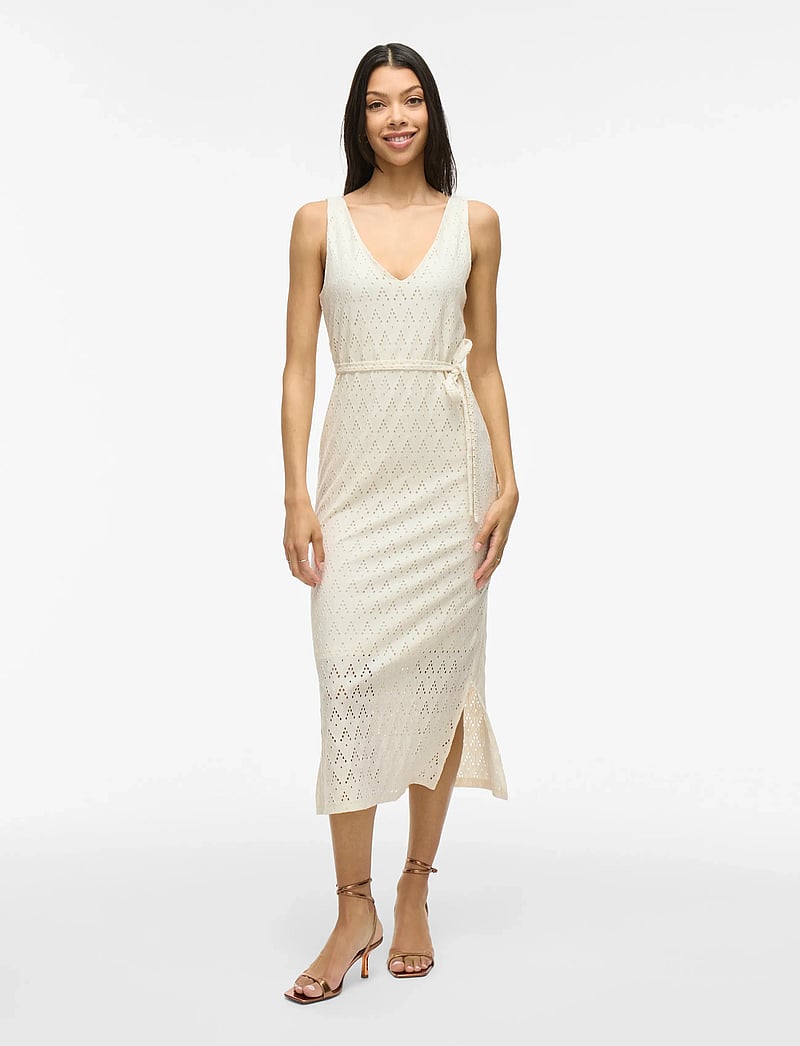 Vila - VIAMALINA V-NECK S/L MIDI DRESS/PB - midi kjoler - birch - 0