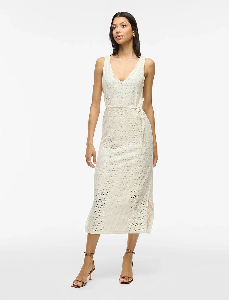 Vila - VIAMALINA V-NECK S/L MIDI DRESS/PB - midi kjoler - birch - 4