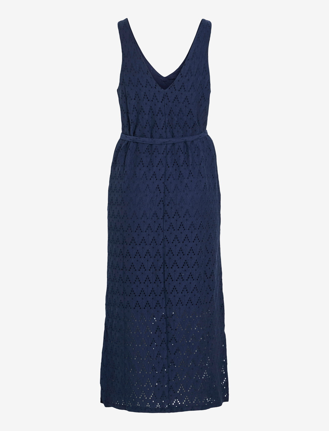 Vila - VIAMALINA V-NECK S/L MIDI DRESS/PB - midiklänningar - navy blazer - 1