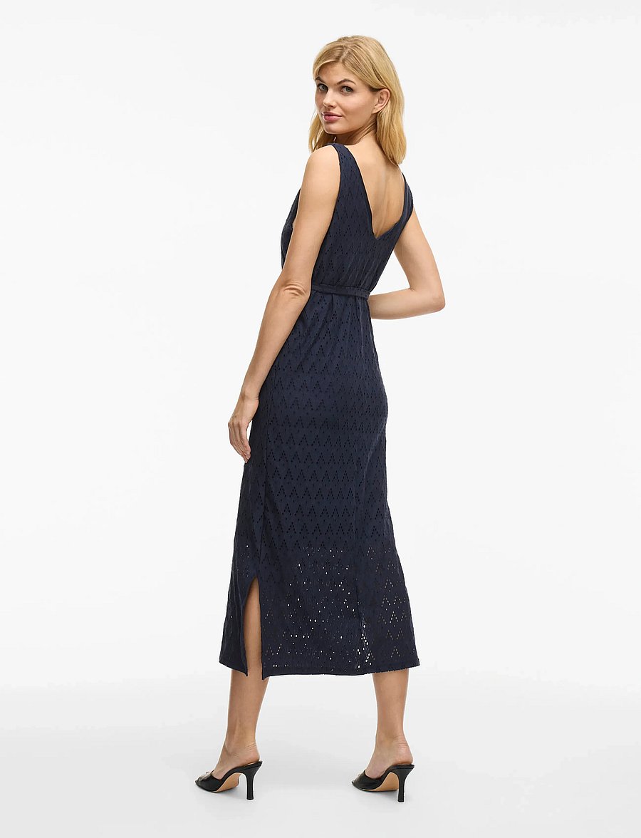 Vila - VIAMALINA V-NECK S/L MIDI DRESS/PB - vidutinio ilgio suknelės - navy blazer - 3