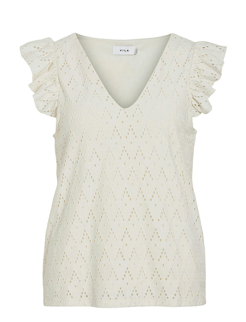 Vila - VIAMALINA V-NECK C/S TOP/PB - Ärmlösa blusar - birch - 0