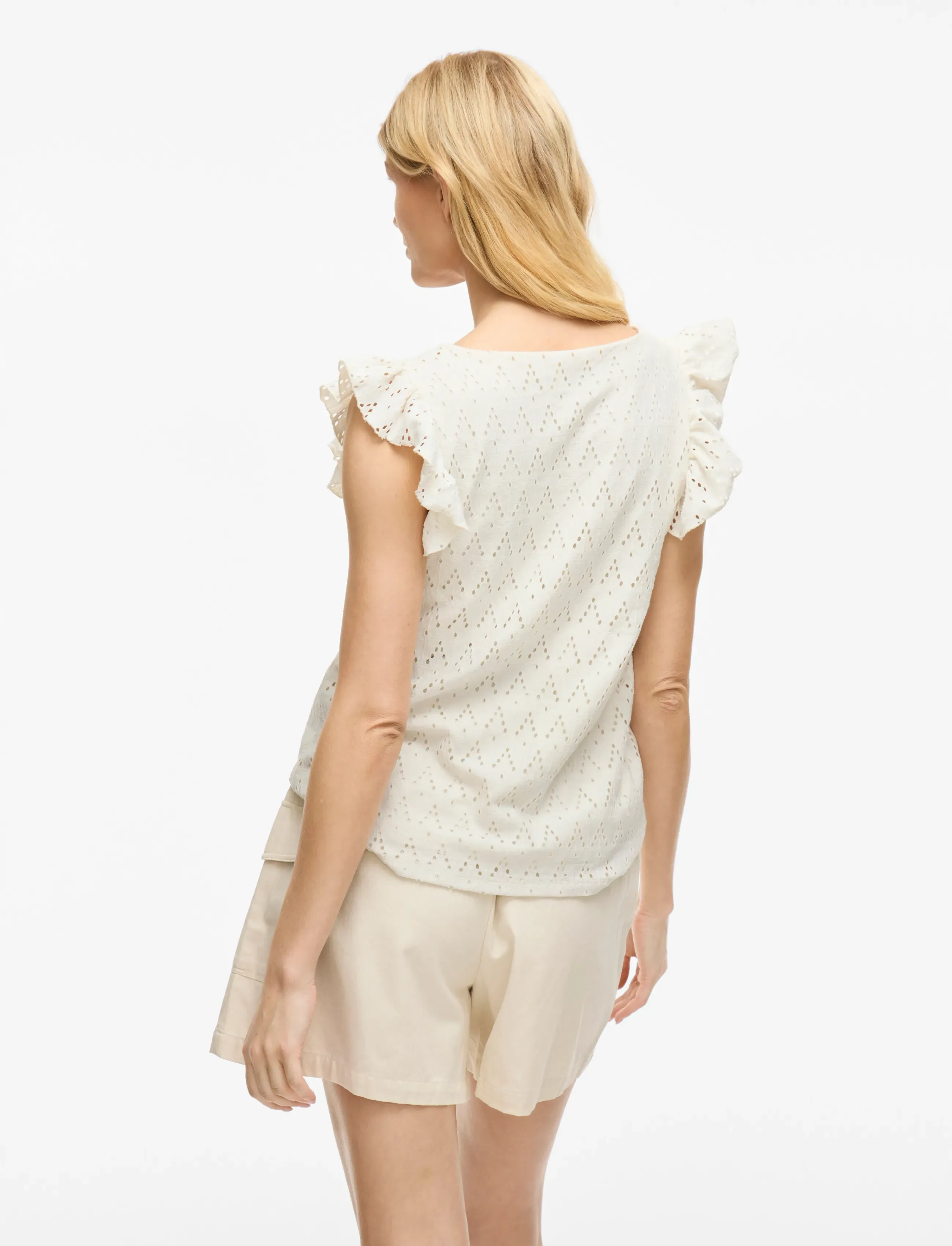 Vila - VIAMALINA V-NECK C/S TOP/PB - hihattomat puserot - birch - 3