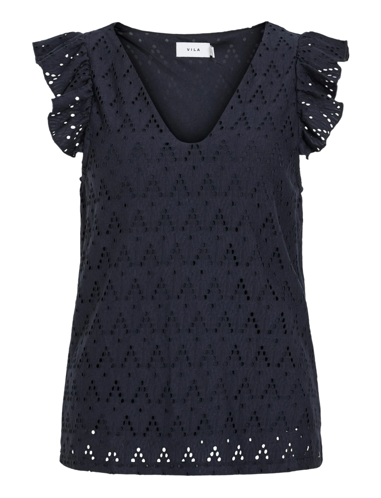 Vila VIAMALINA V-NECK C/S TOP/PB - Tøj - NAVY BLAZER / navy