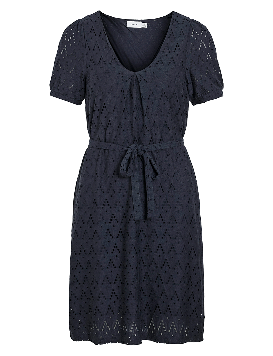 Vila - VIAMALINA V-NECK S/S DRESS/PB - kurze kleider - navy blazer - 1