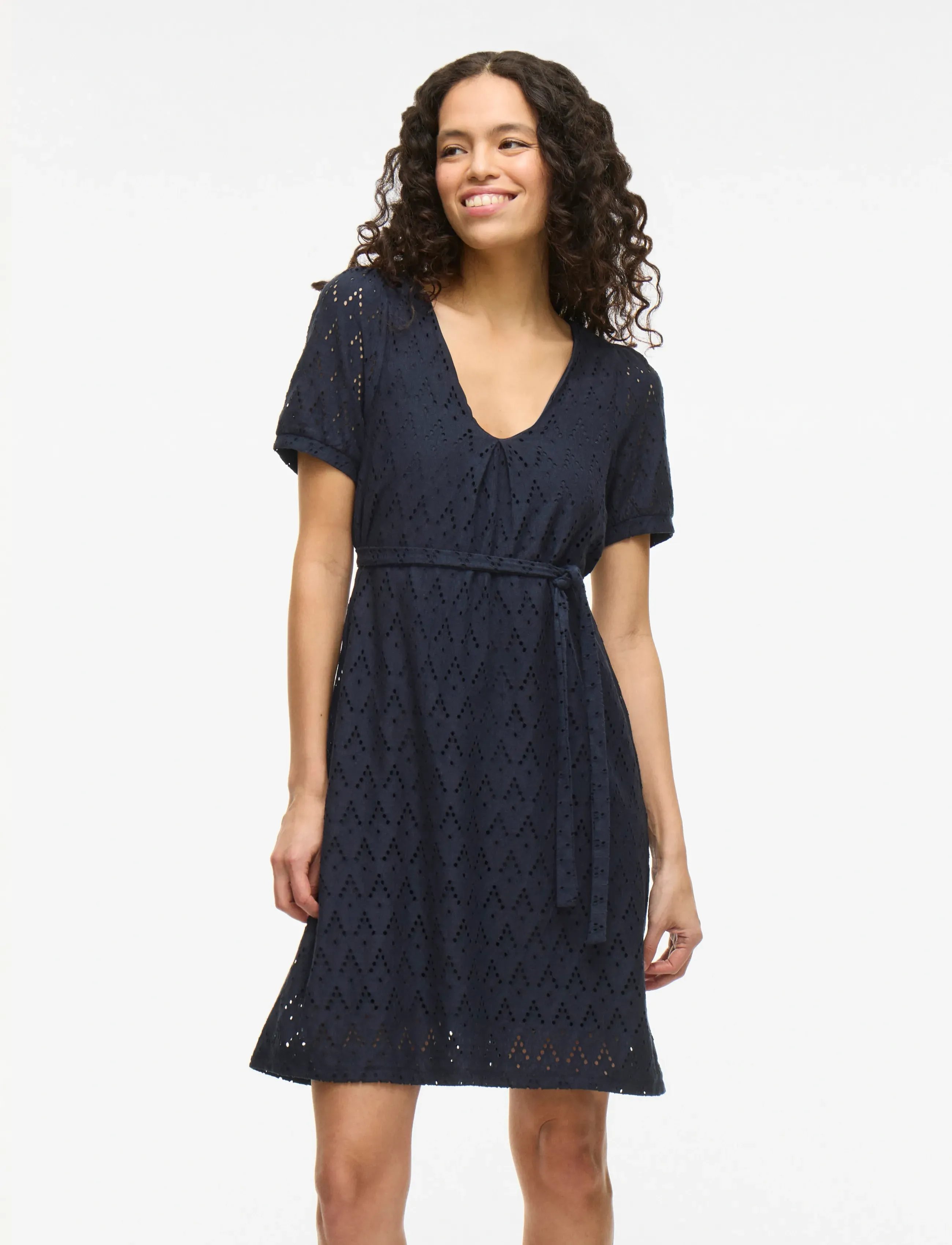 Vila Viamalina V-Neck S/S Dress/Pb, M, Dresses, Marineblau - Short Dress, Frauen