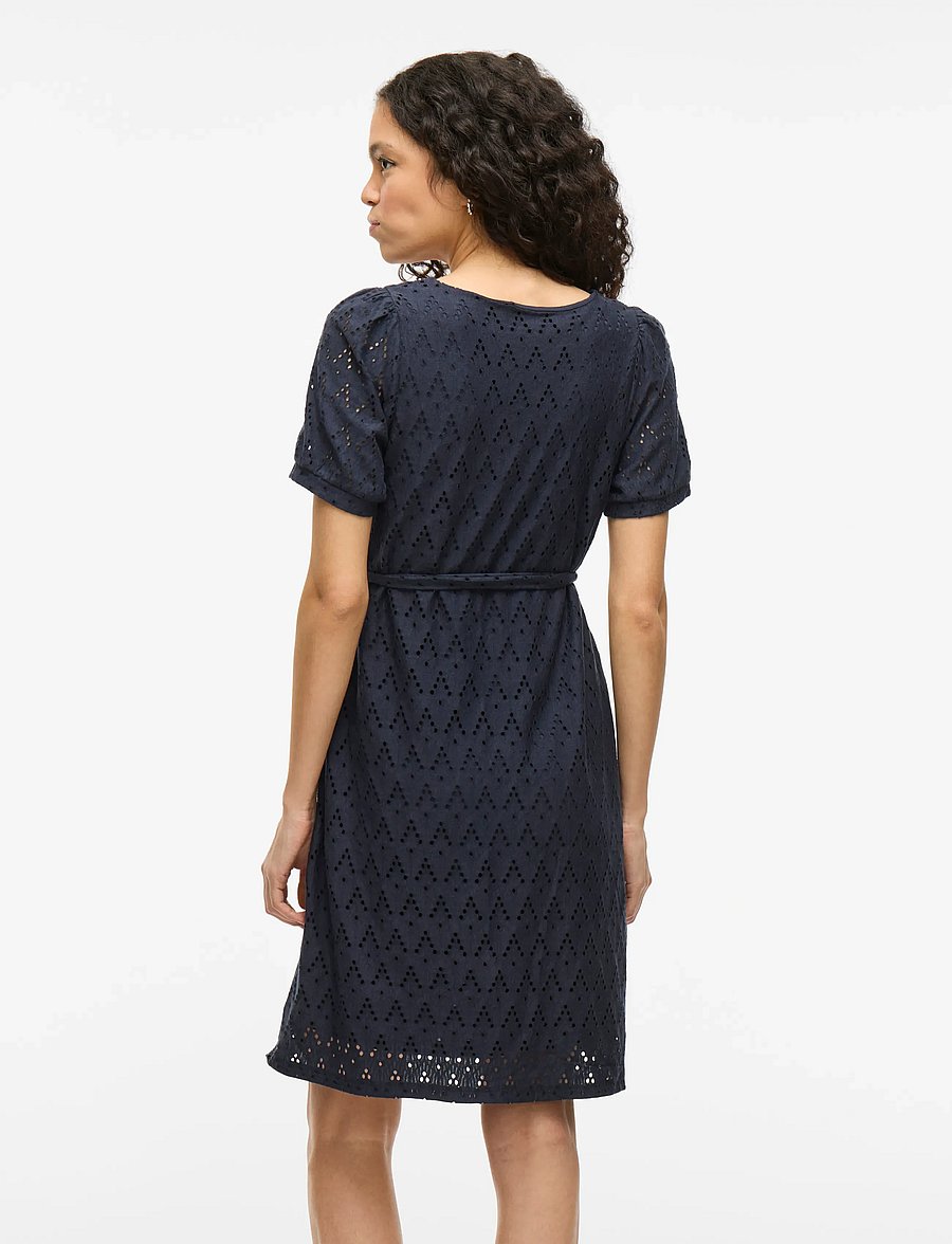 Vila - VIAMALINA V-NECK S/S DRESS/PB - kurze kleider - navy blazer - 3