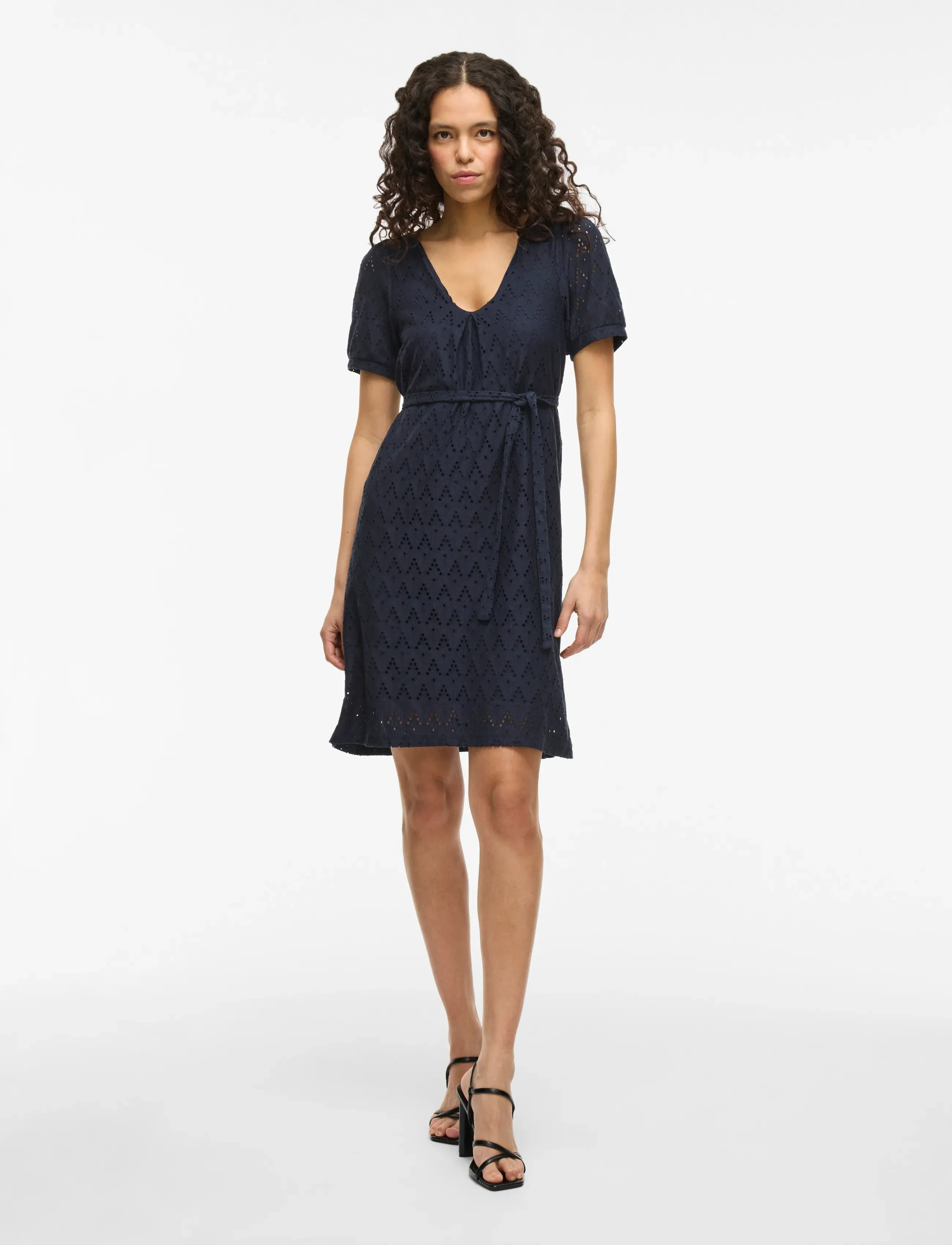 Vila - VIAMALINA V-NECK S/S DRESS/PB - korte kjoler - navy blazer - 4