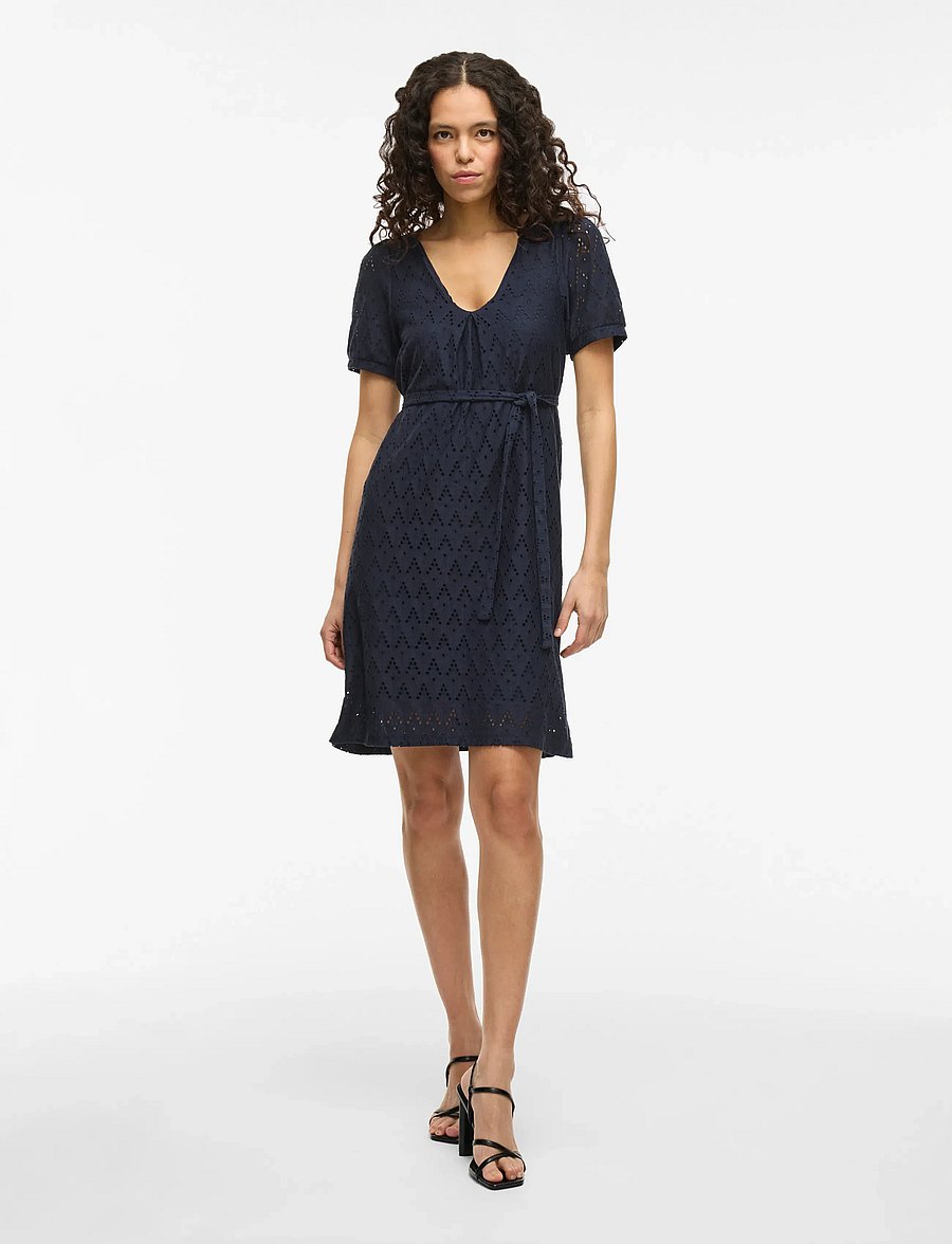 Vila - VIAMALINA V-NECK S/S DRESS/PB - kurze kleider - navy blazer - 4