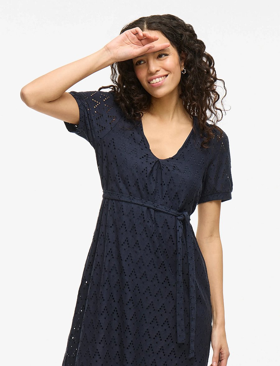 Vila - VIAMALINA V-NECK S/S DRESS/PB - kurze kleider - navy blazer - 5