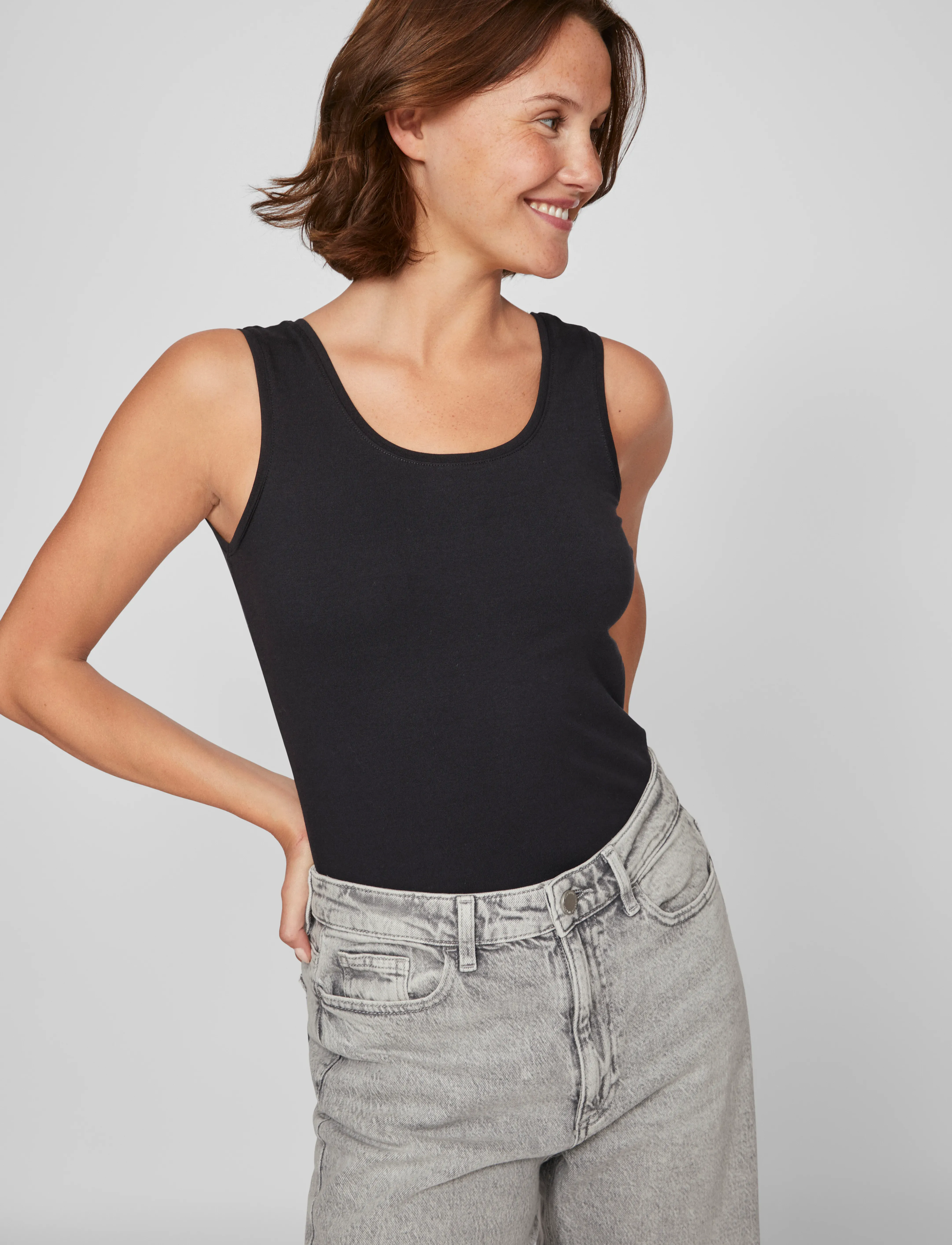 Vila - VINORA TANK TOP - NOOS - black beauty - 4