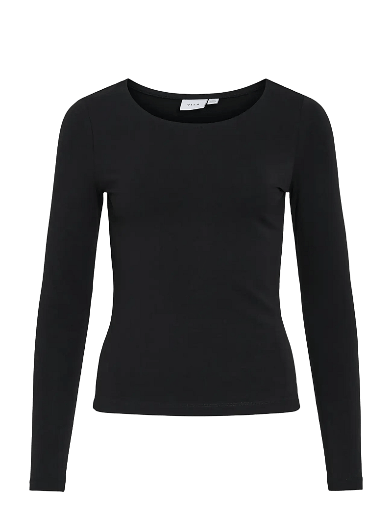 Vila - VINORA L/S O-NECK TOP - NOOS - langærmede toppe - black beauty - 1