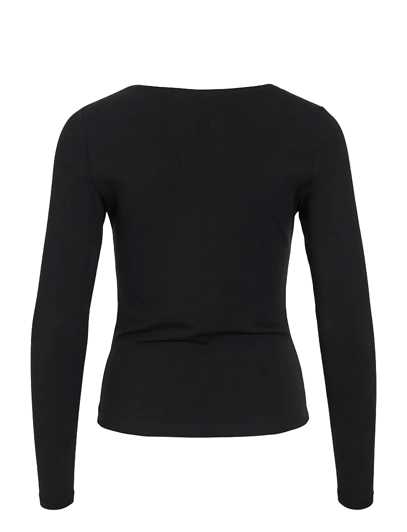 Vila - VINORA L/S O-NECK TOP - NOOS - langærmede toppe - black beauty - 2