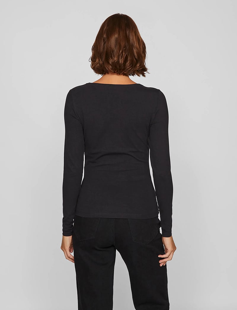 Vila - VINORA L/S O-NECK TOP - NOOS - langærmede toppe - black beauty - 3