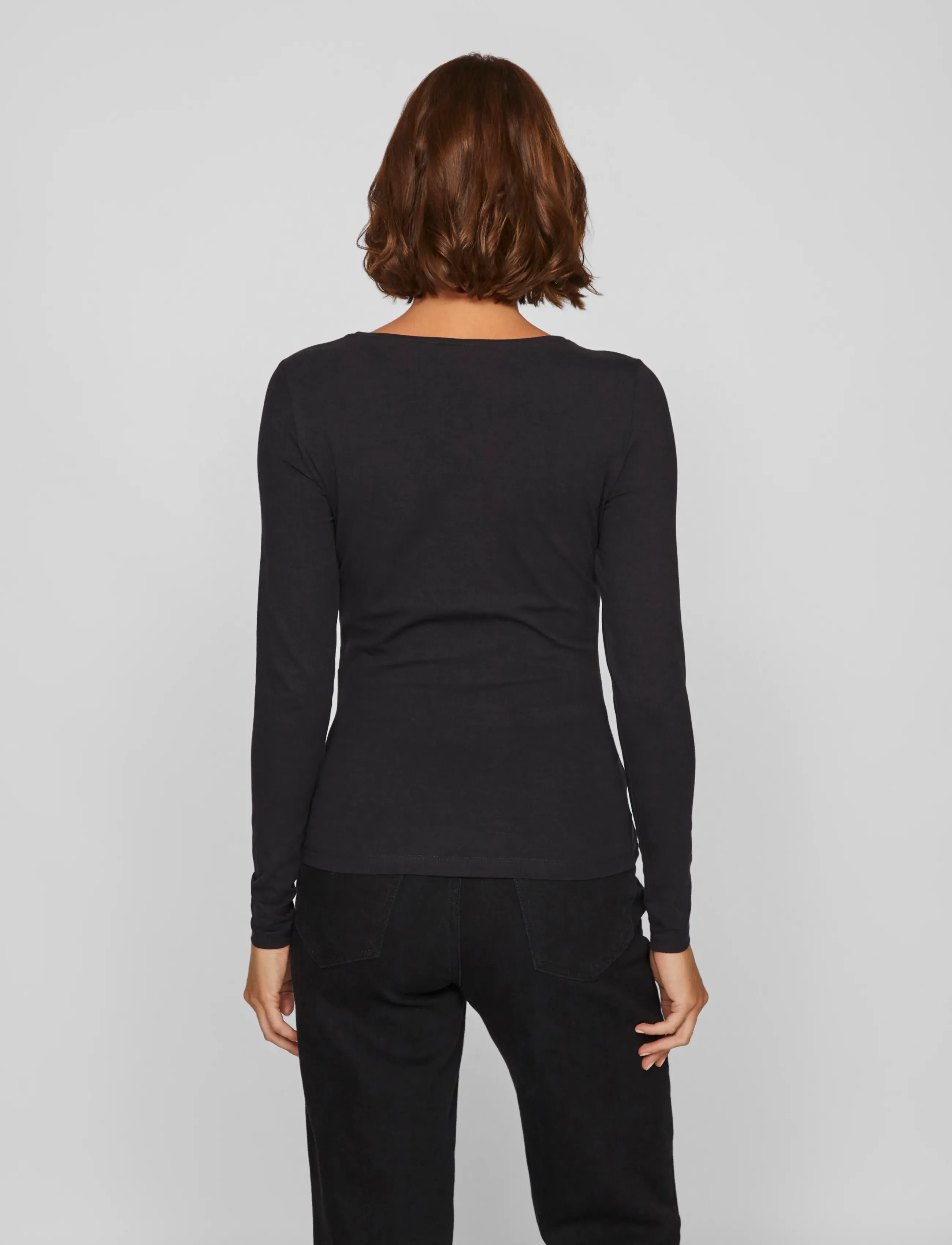 Vila - VINORA L/S O-NECK TOP - NOOS - långärmade toppar - black beauty - 3
