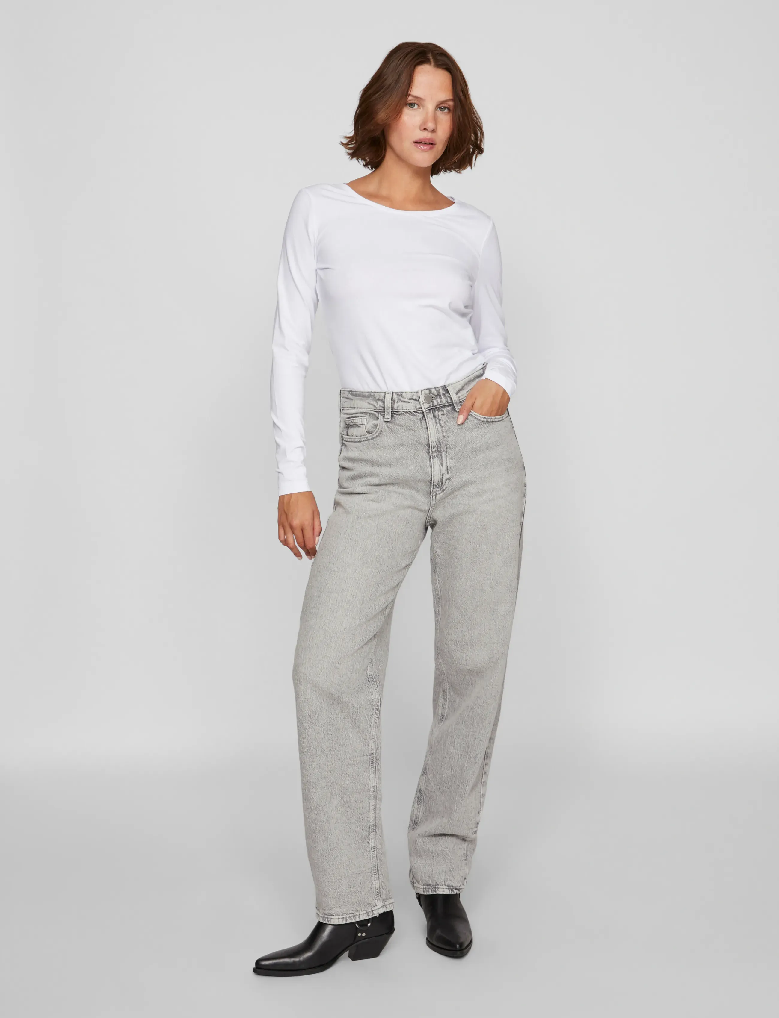 Vila VINORA L/S O-NECK TOP - NOOS - Langermede topper - BRIGHT WHITE / white