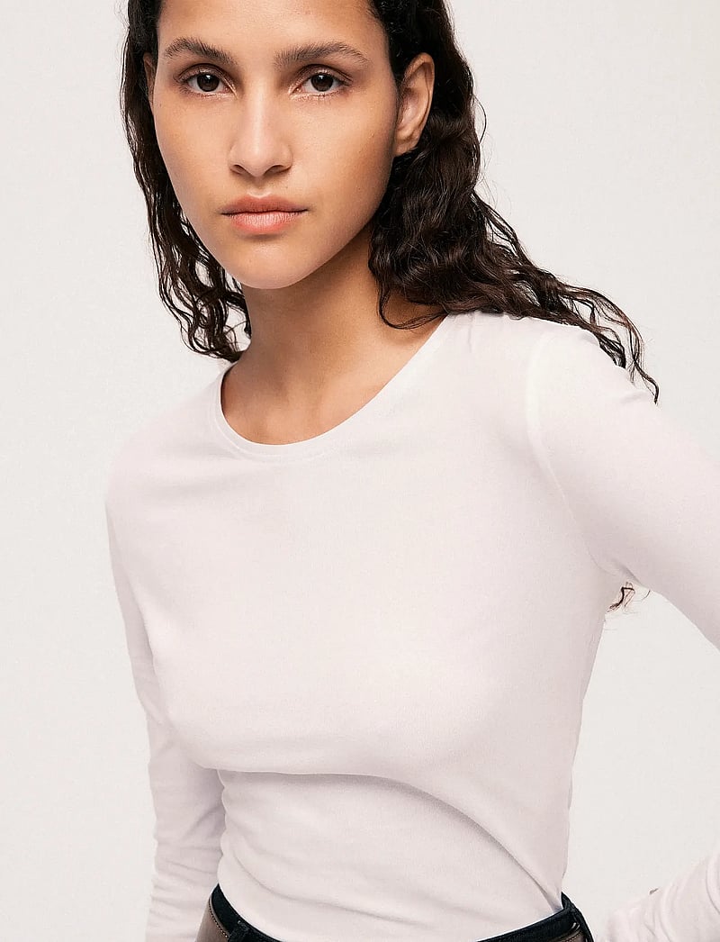 Vila - VINORA L/S O-NECK TOP - NOOS - långärmade toppar - bright white - 4