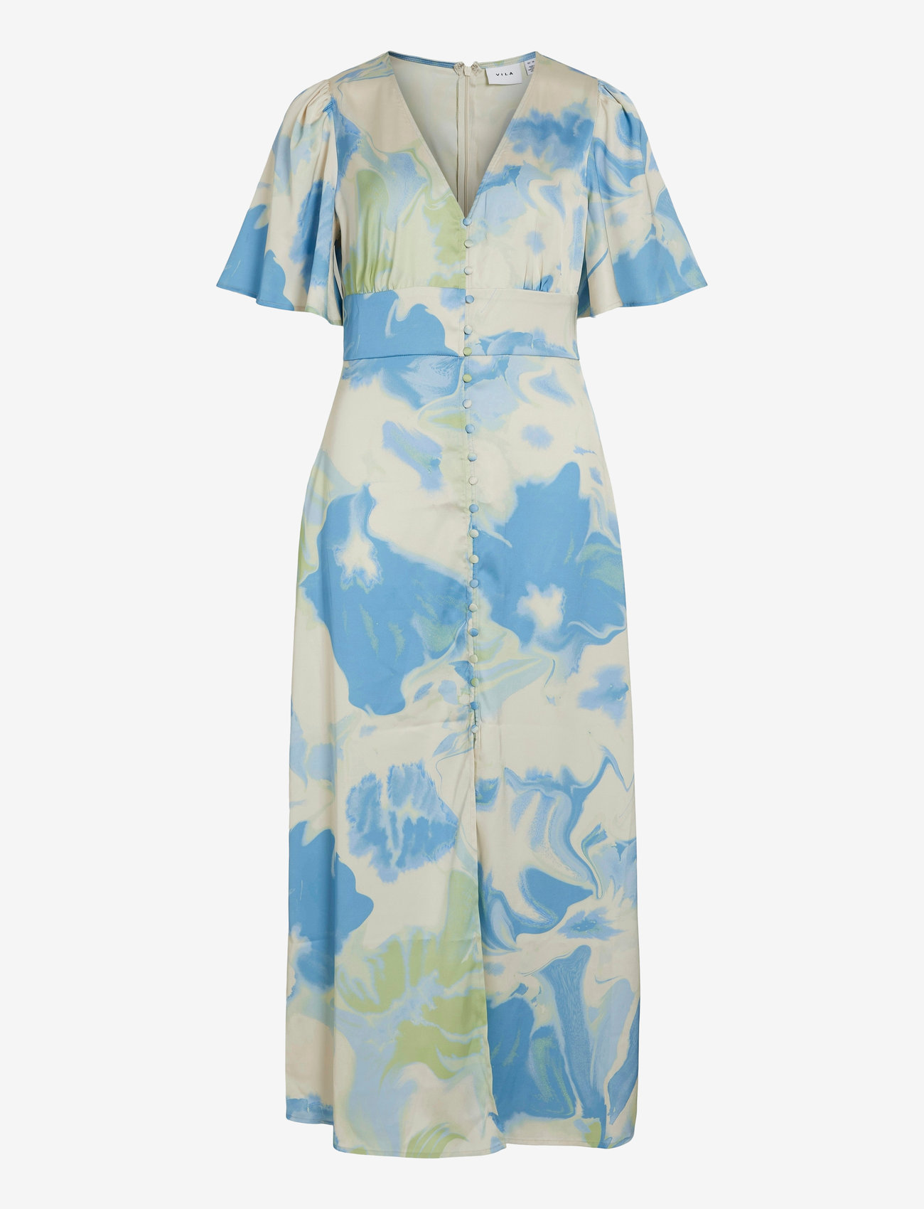 Vila - VIRAVENNA V-NECK 2/4 ANKLE DRESS/DC - sommerkleider - birch - 0