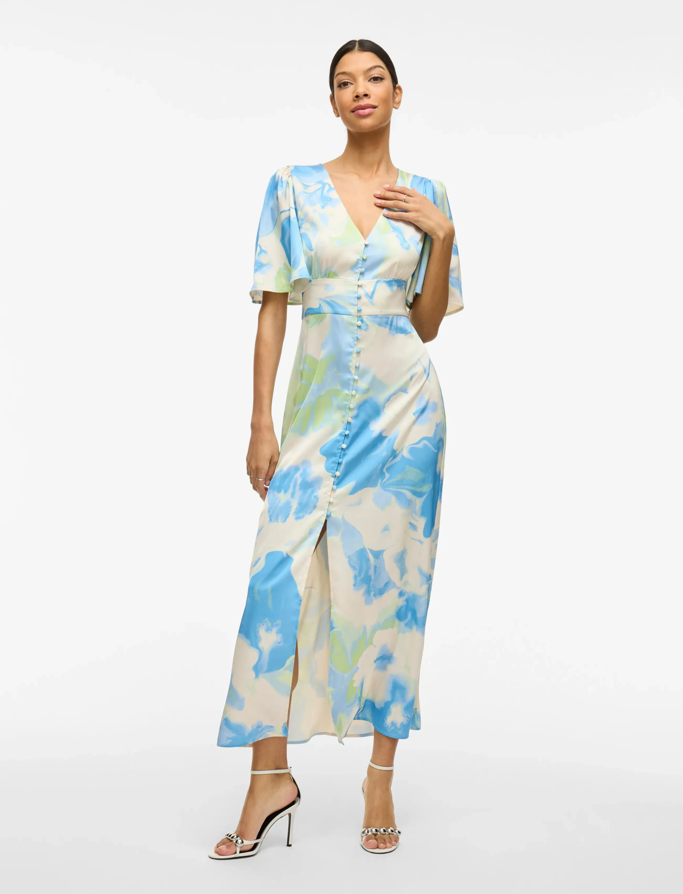 Vila - VIRAVENNA V-NECK 2/4 ANKLE DRESS/DC - birch - 4