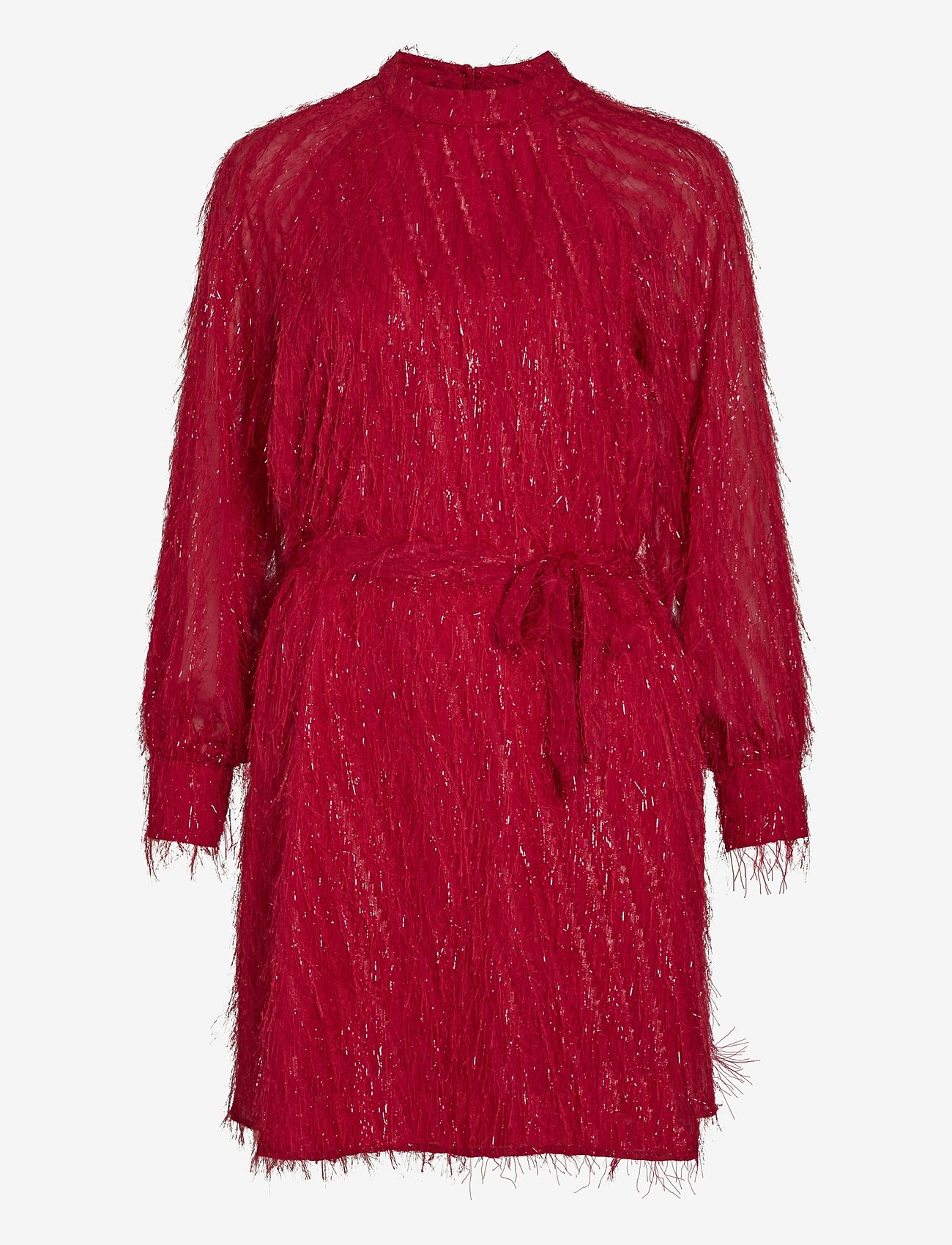 Vila - VIFEATHER L/S HIGH NECK SHORT DRESS/KA - partykleider - fiery red - 0