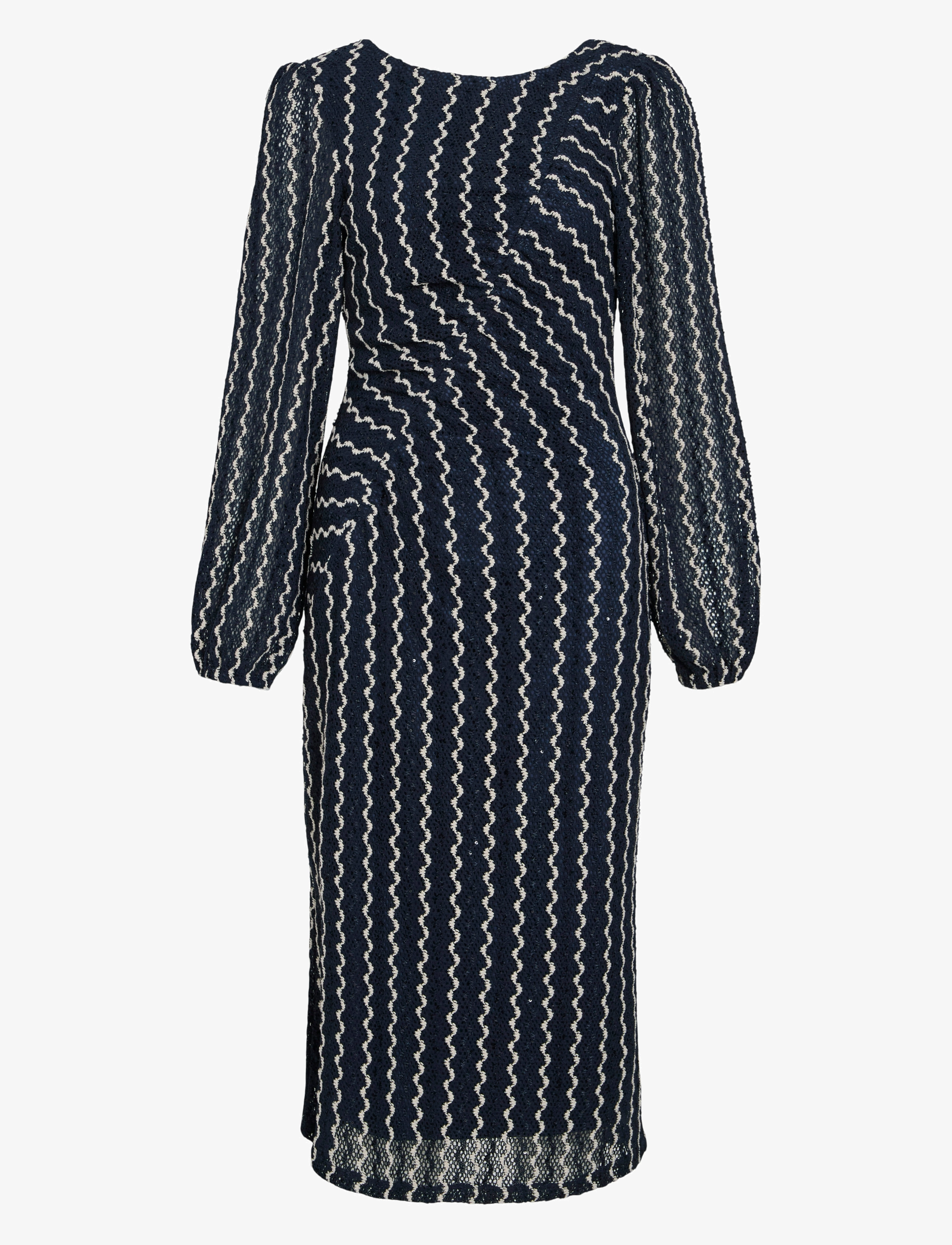 VILA Viellen O-Neck L/S Midi Kleid/Dc Navy - S - Damen