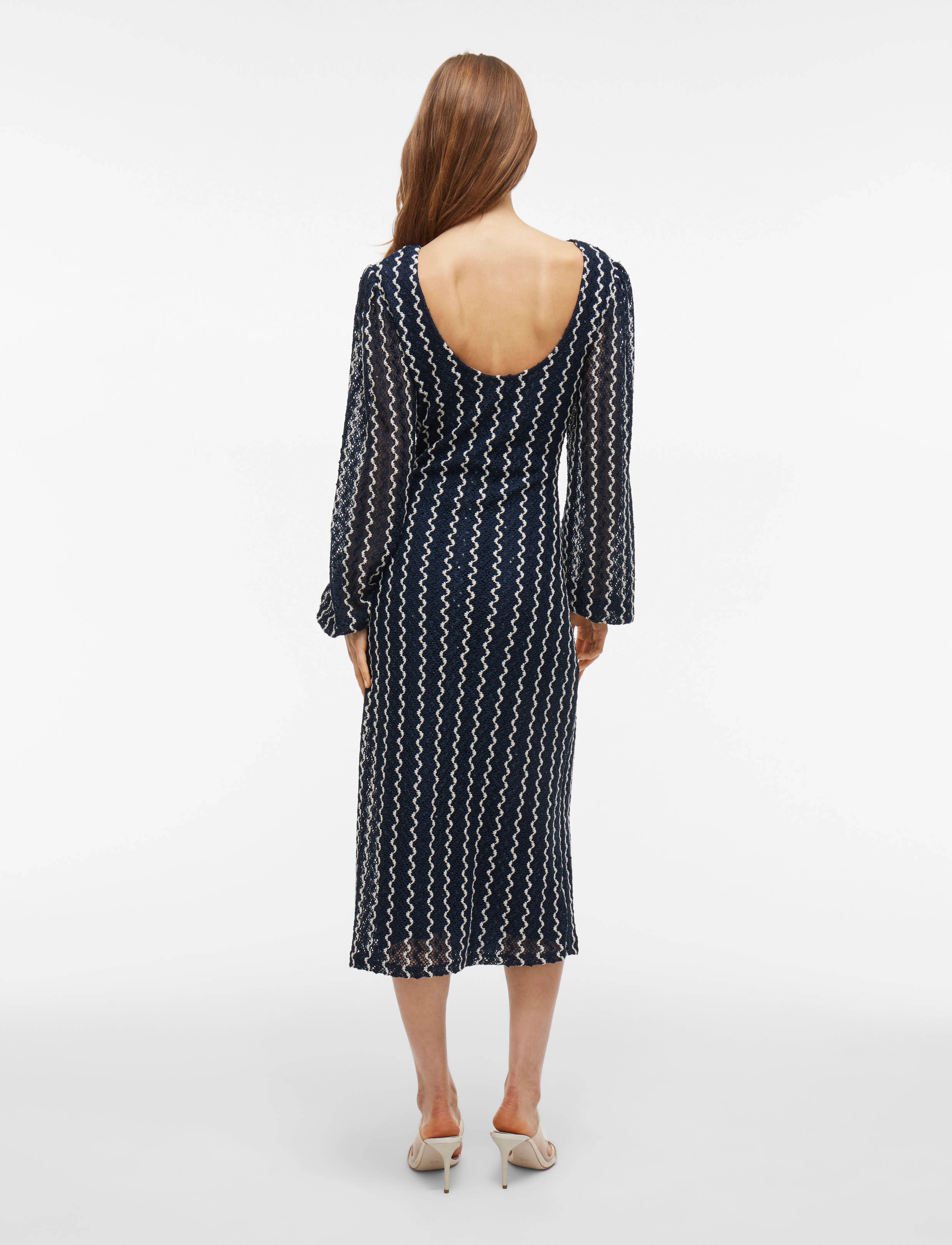 Vila - VIELLEN O-NECK L/S MIDI DRESS/DC - cocktailkjoler - navy blazer - 3