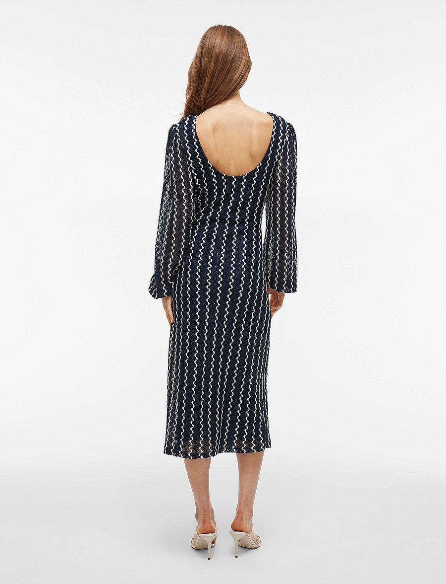 Vila - VIELLEN O-NECK L/S MIDI DRESS/DC - cocktail dresses - navy blazer - 3