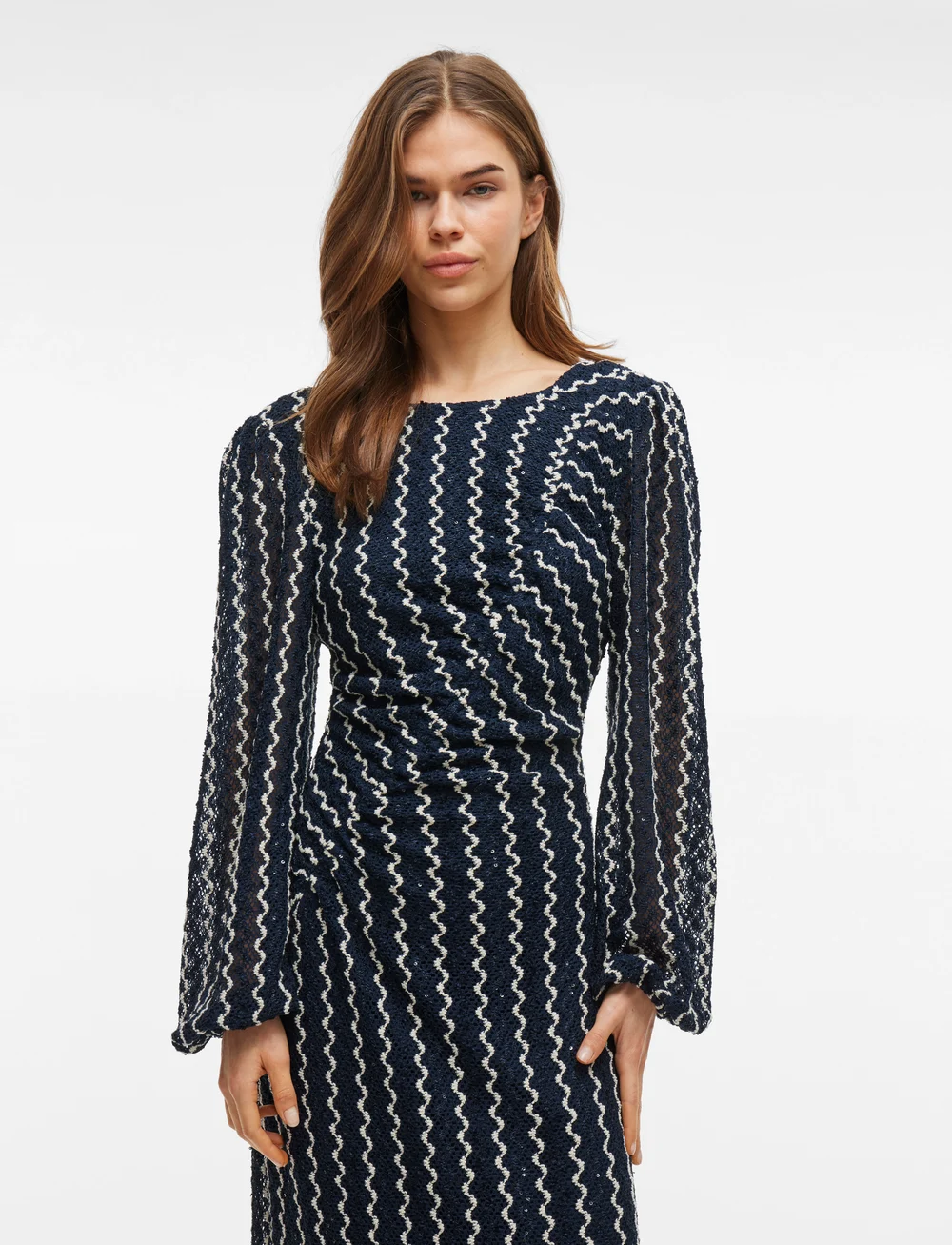 Vila - VIELLEN O-NECK L/S MIDI DRESS/DC - cocktailkleider - navy blazer - 4