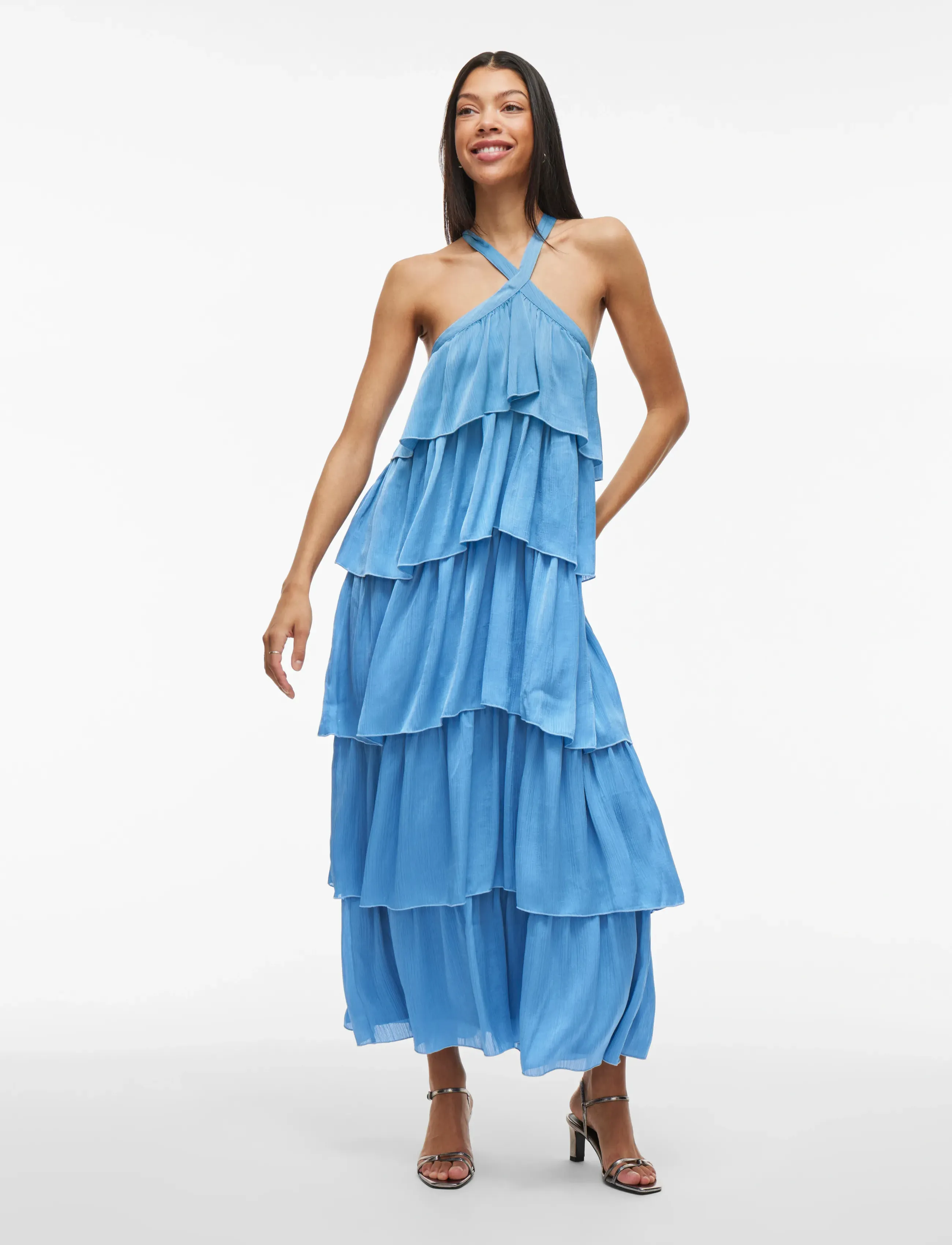 Vila - VIFILUKA H/N S/L ANKLE DRESS/DC/R/BFS - partykleider - blissful blue - 4
