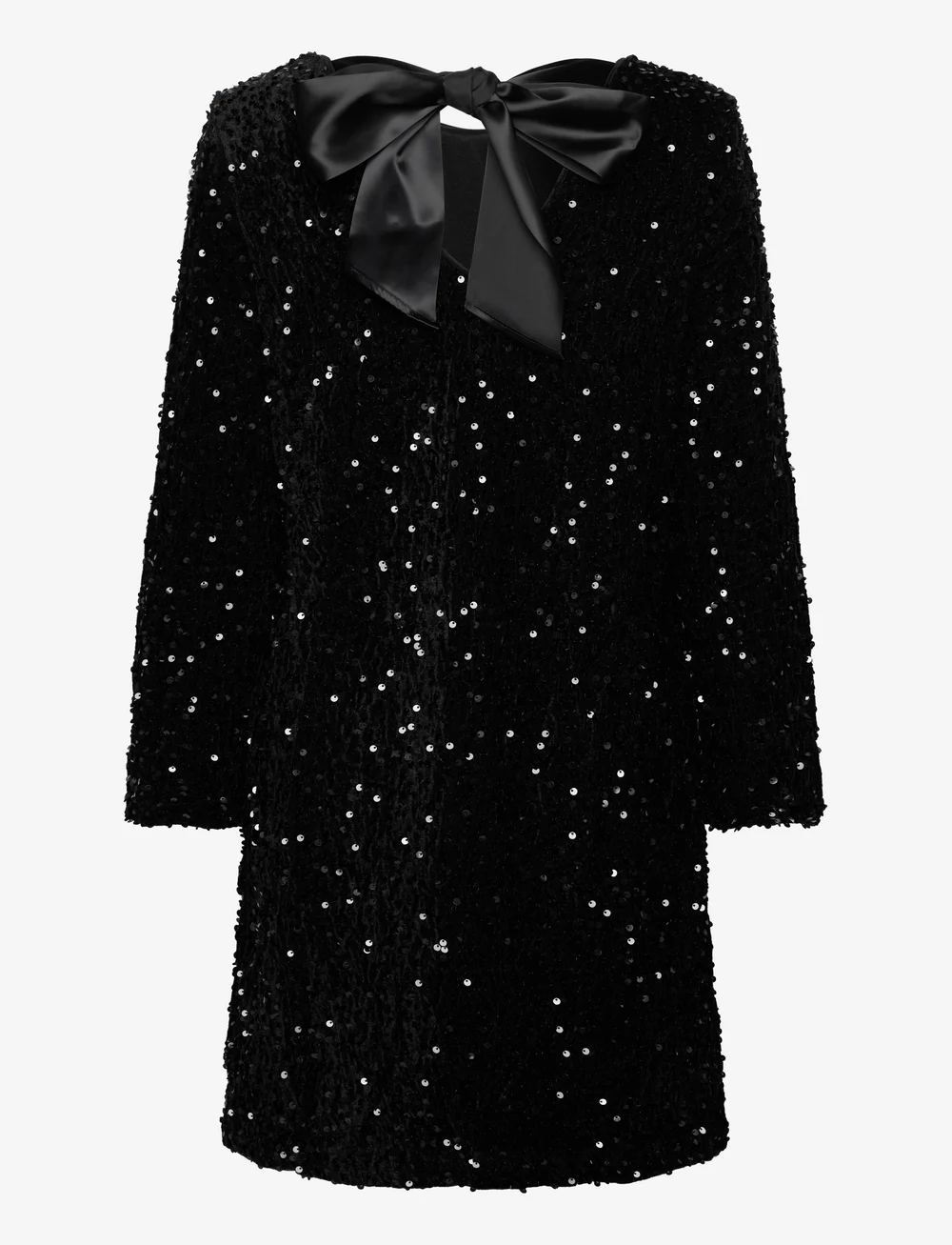 Vila - VIARIA L/S O-NECK OPEN BACK DRESS/KA - kleitas ar vizuļiem - black - 1