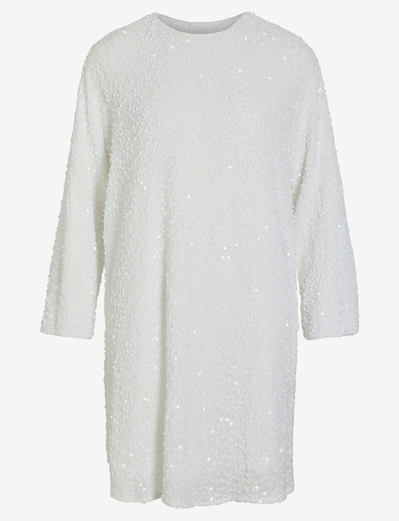 Vila - VIARIA L/S O-NECK OPEN BACK DRESS/KA - pailletkjoler - snow white - 0