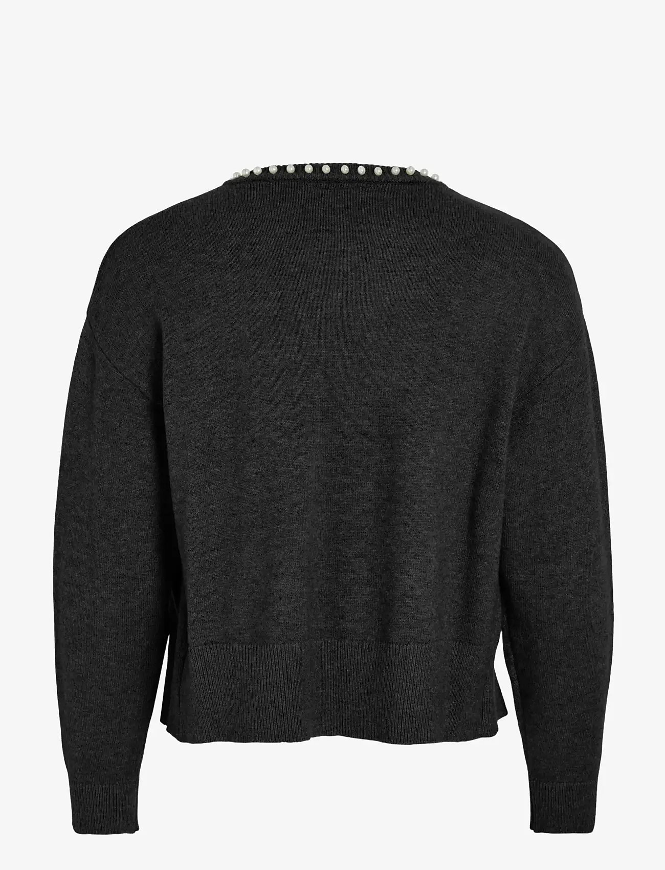 Vila - VIZAFINA L/S O-NECK PEARL KNIT CARDI/1 - koftor - black beauty - 1