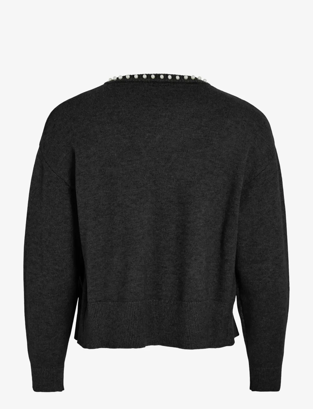 Vila - VIZAFINA L/S O-NECK PEARL KNIT CARDI/1 - kardiganid - black beauty - 1