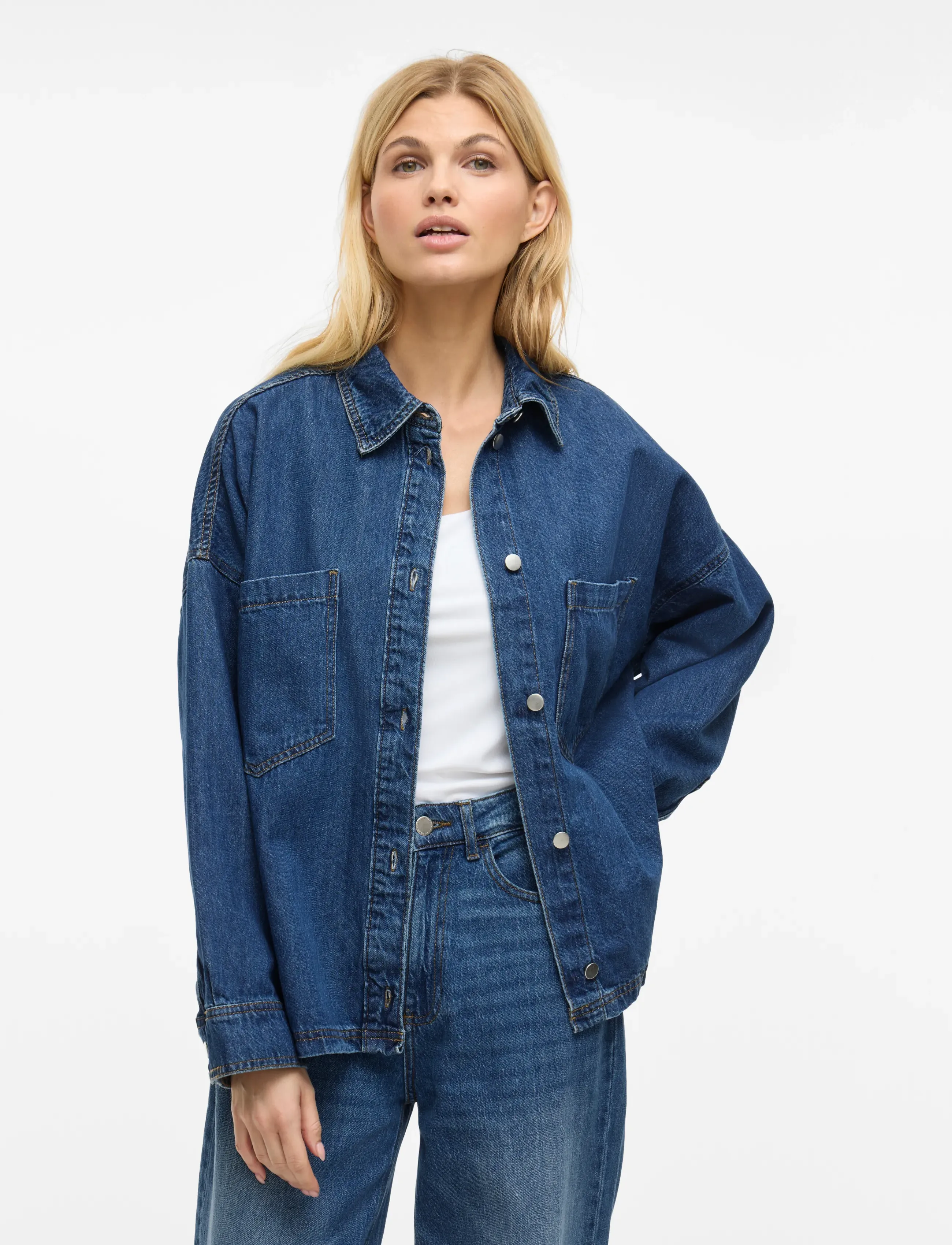 Vila Vicreek L/S Denim Shirt, 42, Blue, Skjorter > Denim-Skjorter, Dame