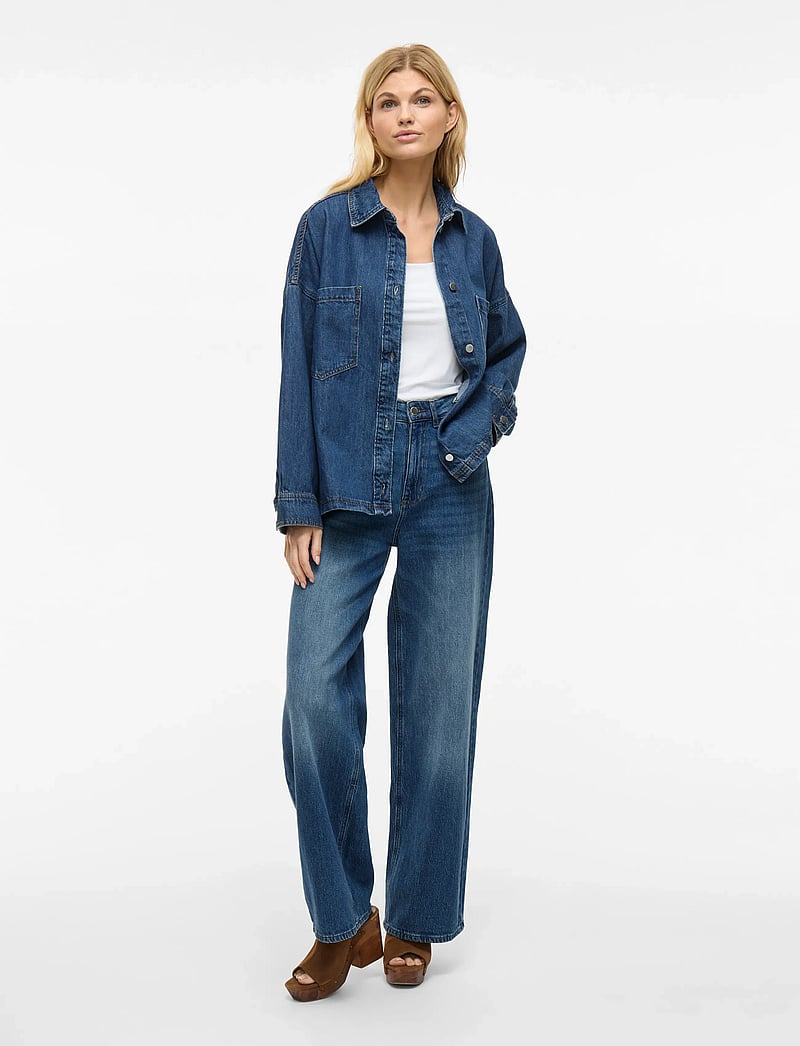 Vila - VICREEK L/S DENIM SHIRT - jeansblouses - medium blue denim - 4