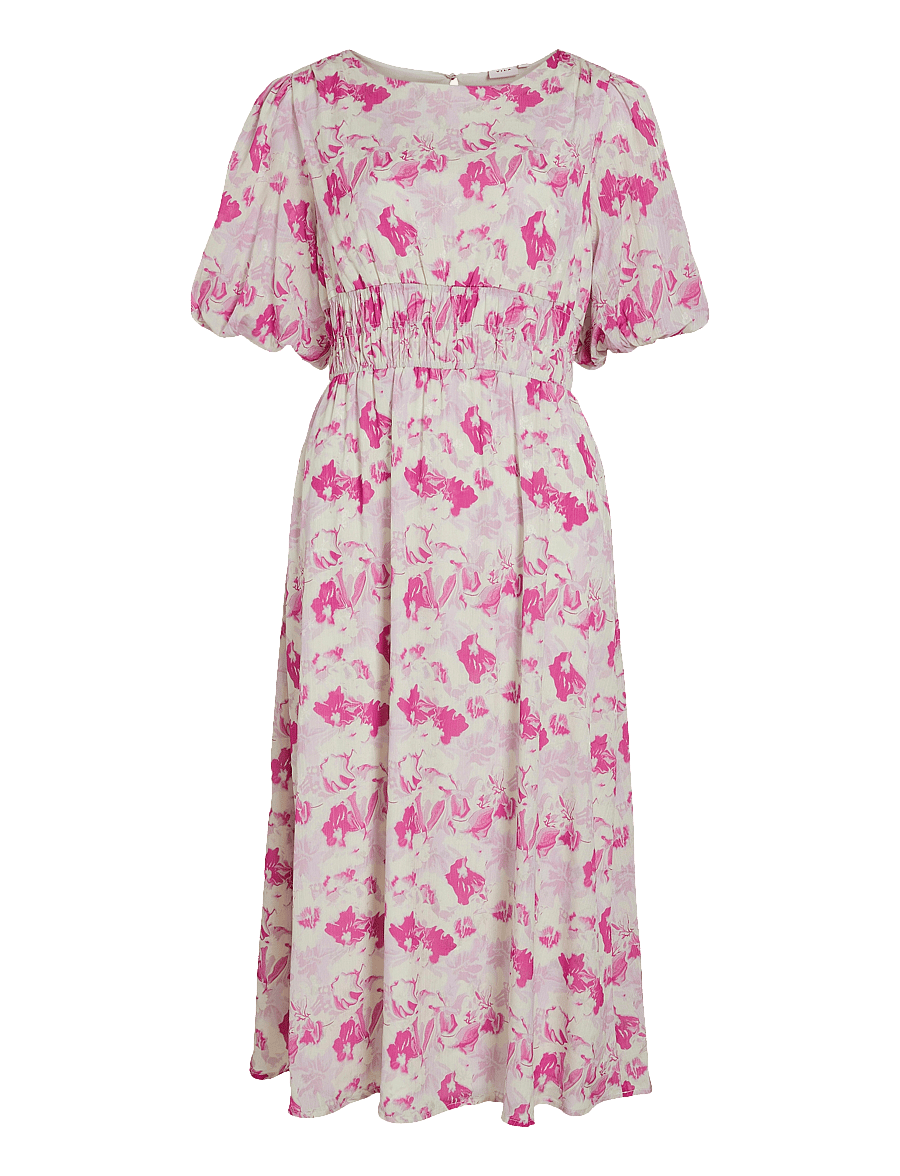 Vila - VILINA O-NECK 2/4 MIDI DRESS/DC - raspberry rose - 0
