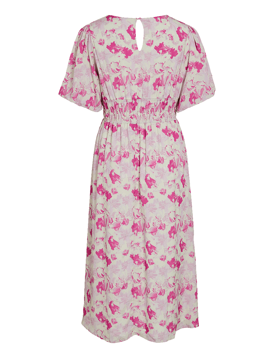 Vila - VILINA O-NECK 2/4 MIDI DRESS/DC - raspberry rose - 1