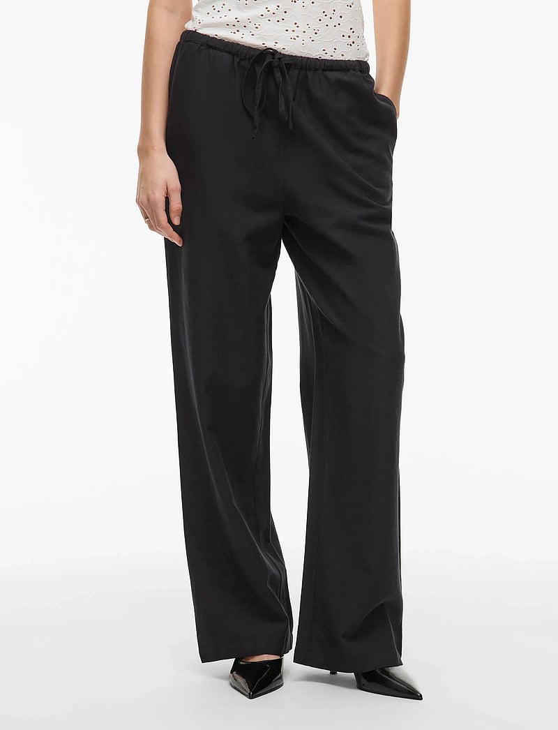 Vila - VIPRISILLA RW PANTS - bukser med brede ben - black beauty - 0