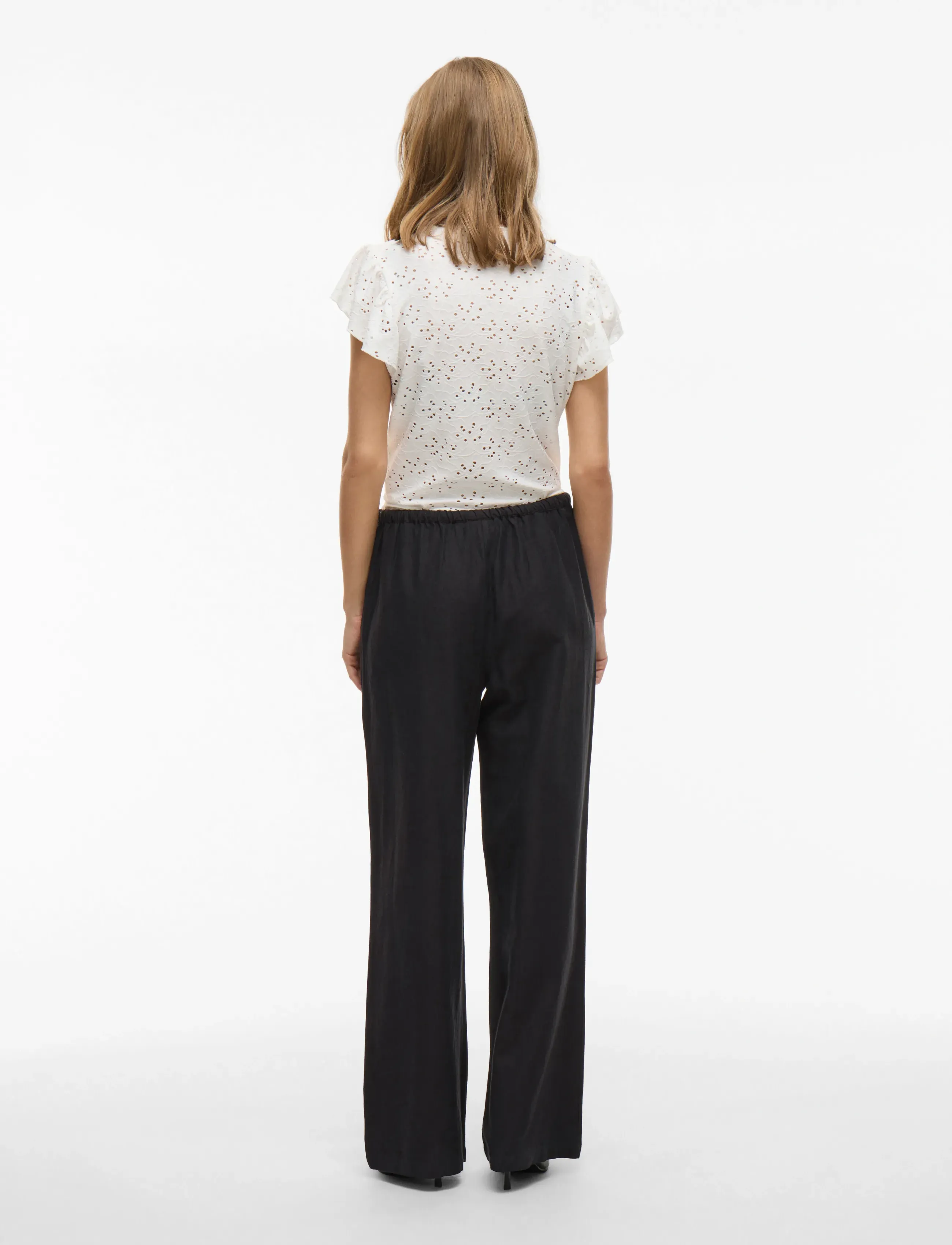 Vila - VIPRISILLA RW PANTS - wide leg trousers - black beauty - 3