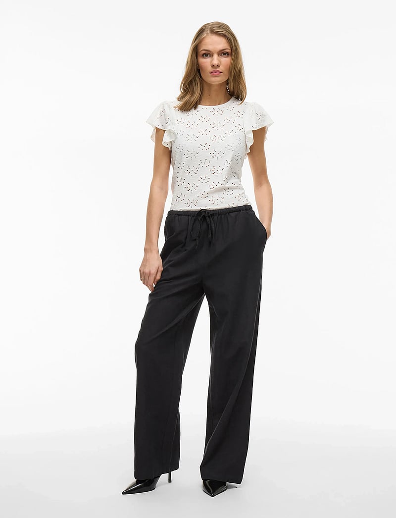 Vila - VIPRISILLA RW PANTS - bukser med brede ben - black beauty - 4
