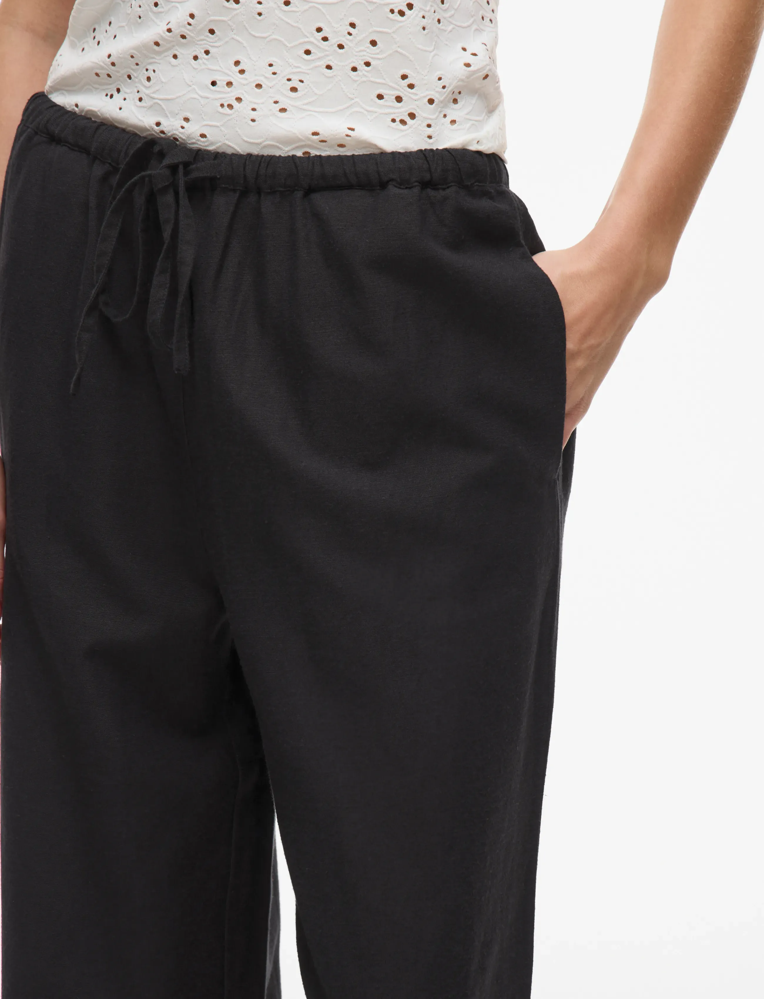 Vila - VIPRISILLA RW PANTS - wide leg trousers - black beauty - 5