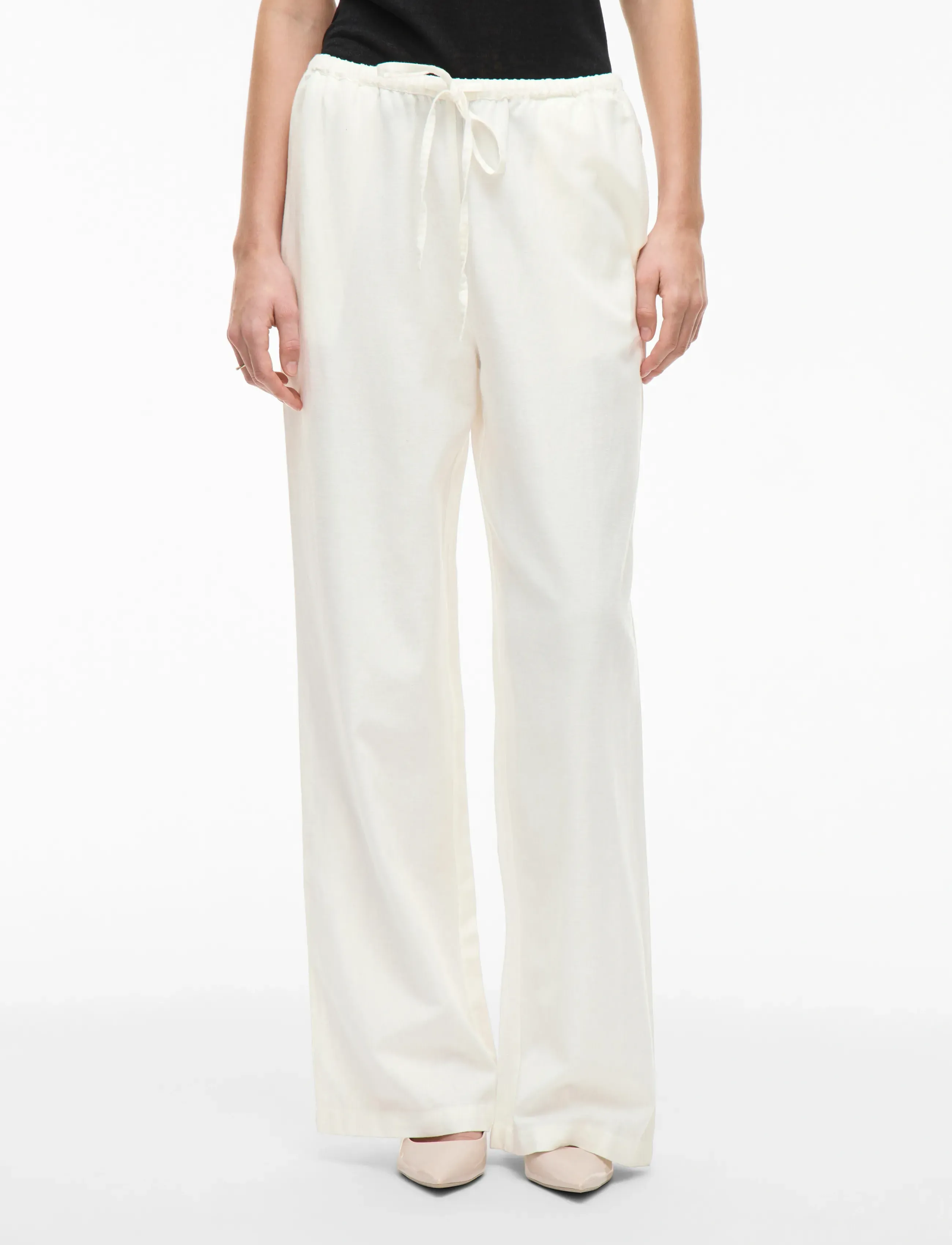 Vila Viprisilla Rw Wide Pants Noos, Kvinder, Vide Bukser Med Snøre, Hvid, Str: 36