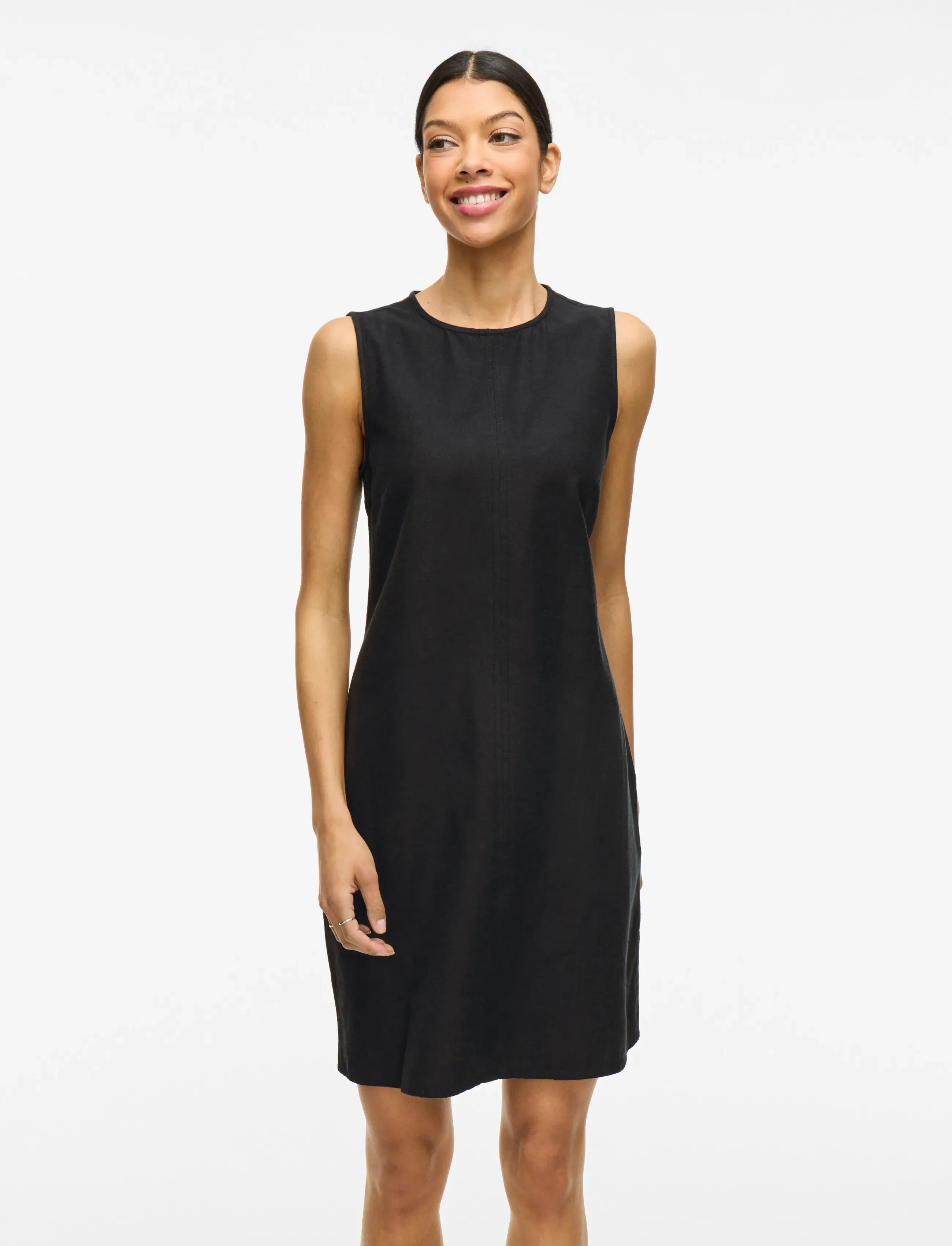 Vila VIPRISILLA O-NECK S/L SHORT DRESS - Clothing - BLACK BEAUTY / black