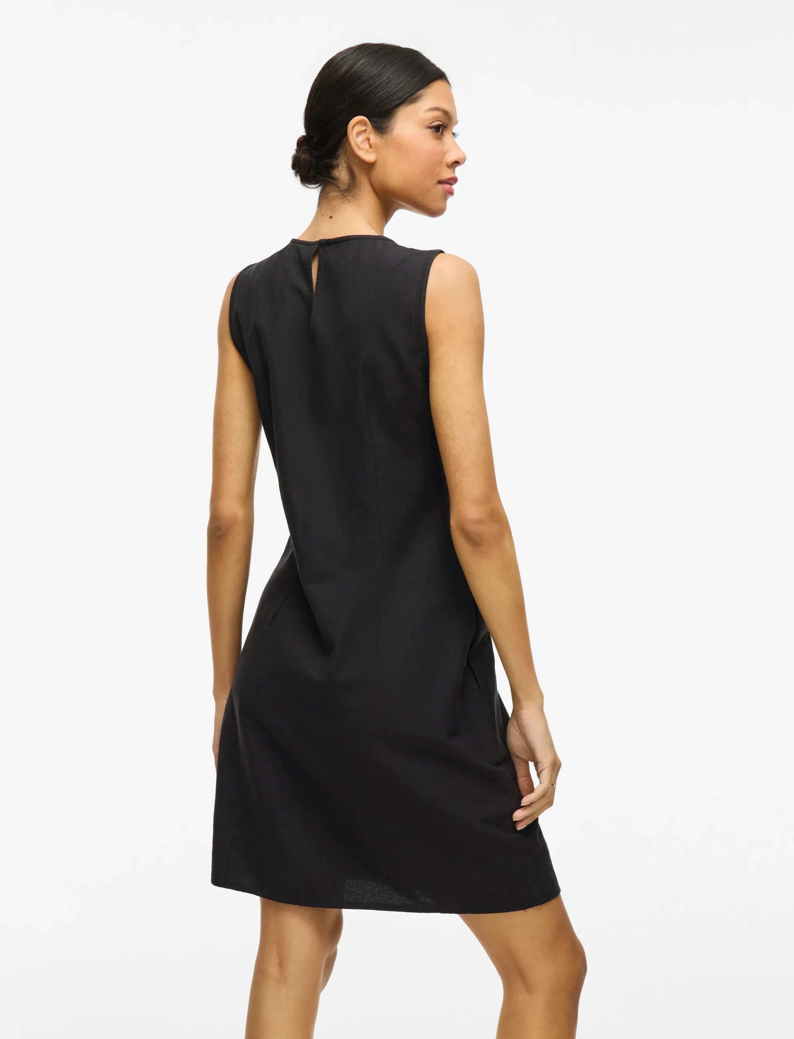 Vila - VIPRISILLA O-NECK S/L SHORT DRESS - black beauty - 2