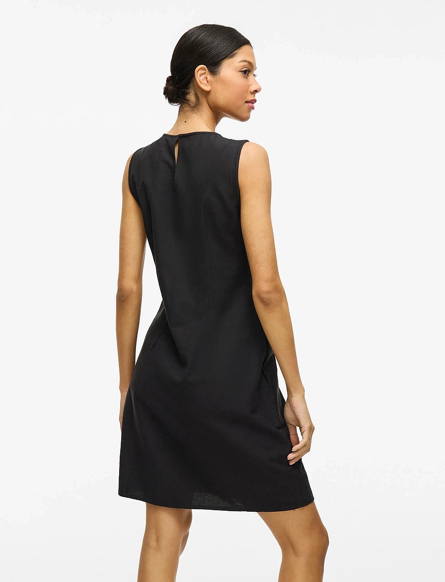 Vila - VIPRISILLA O-NECK S/L SHORT DRESS - black beauty - 2