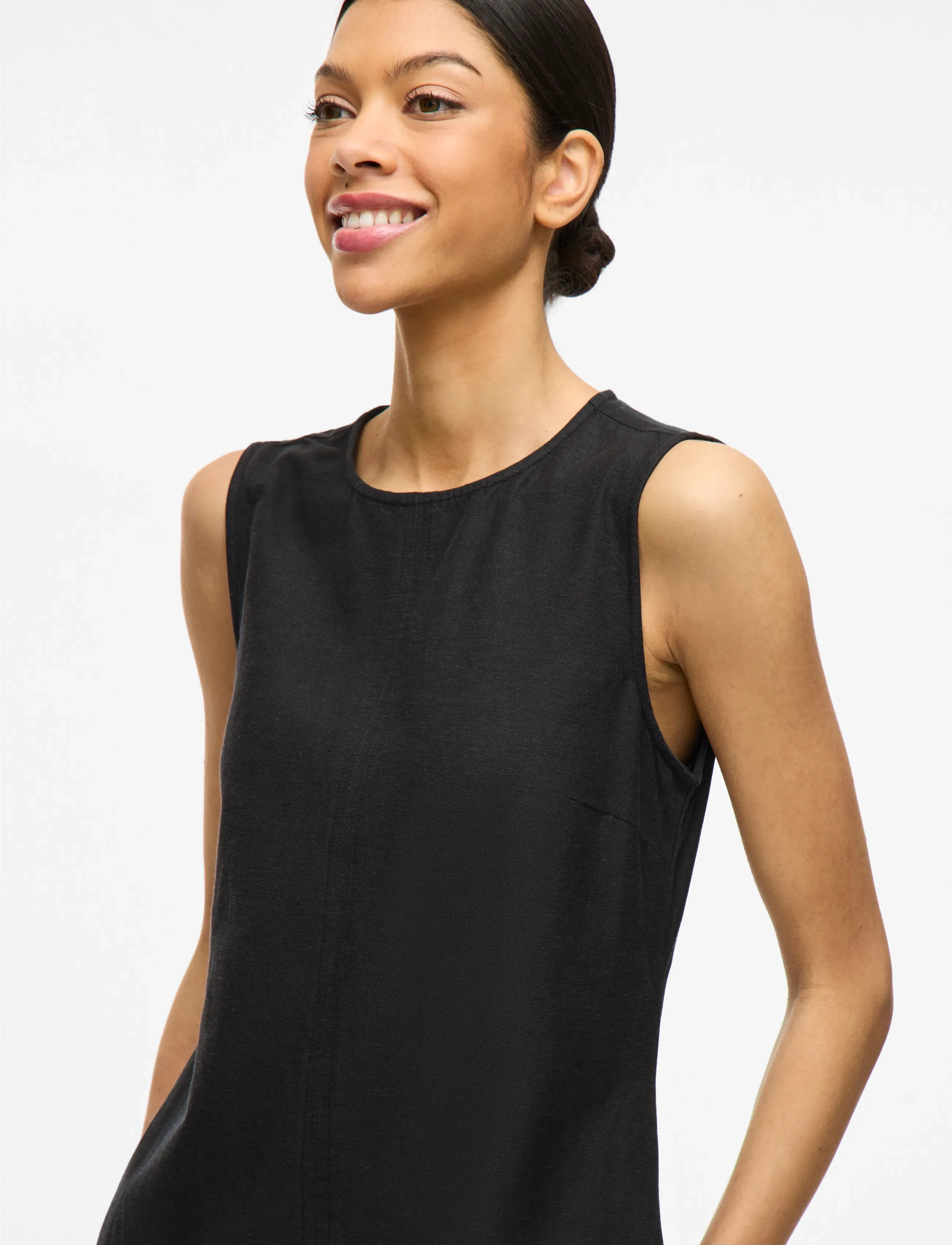 Vila - VIPRISILLA O-NECK S/L SHORT DRESS - black beauty - 4