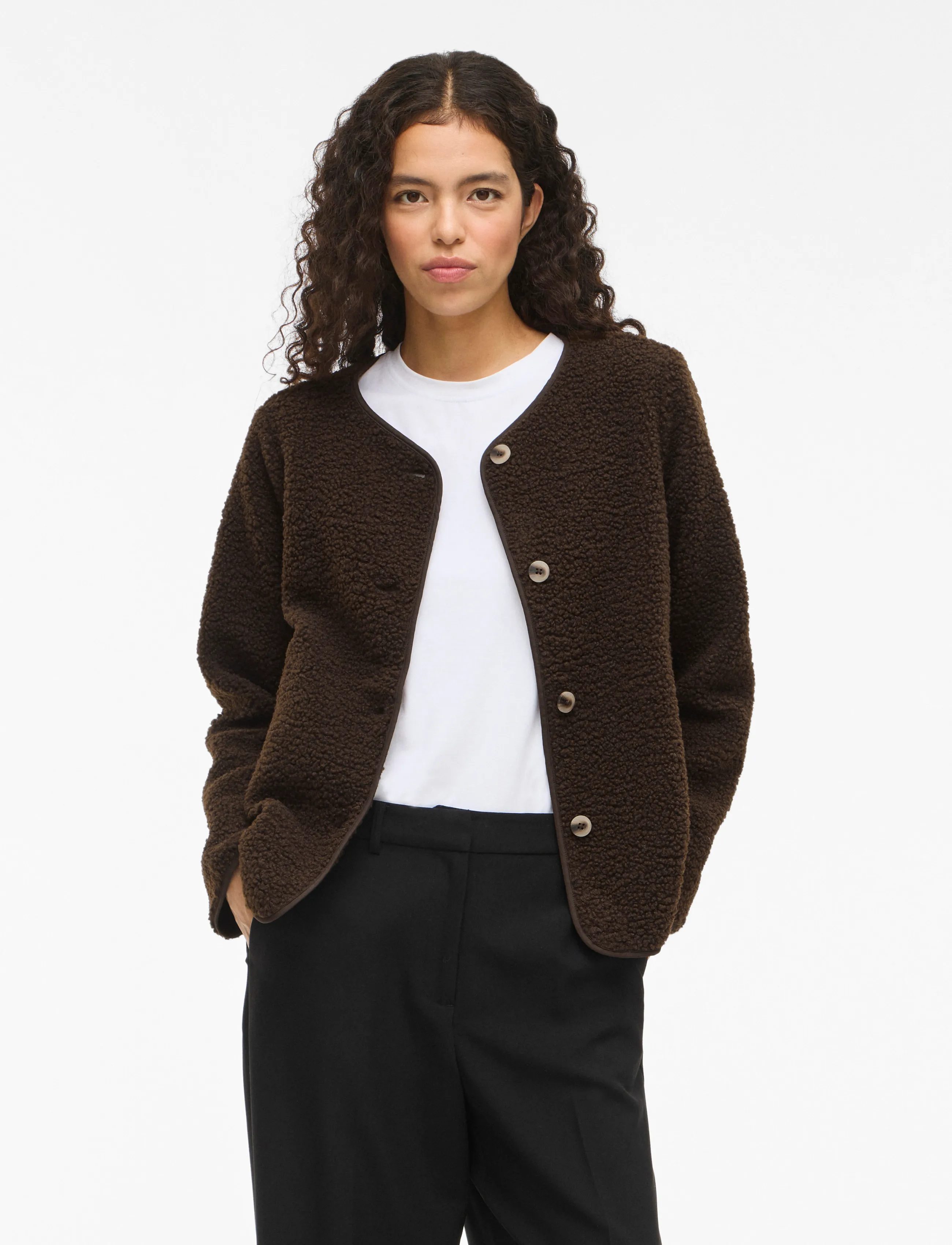 Vila Viada Teddy Jacket Noos, 34, Jackets, Braun - Light-summer Jacket, Frauen